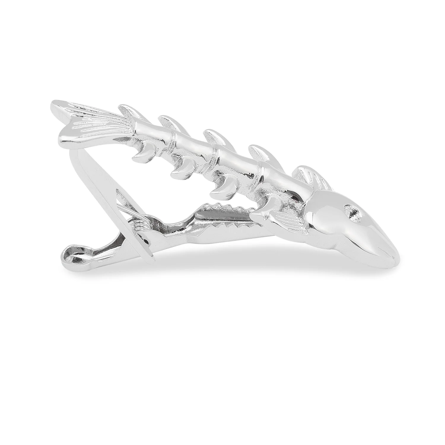 Silver Fish Skeleton Bones Tie Bar - Image 2