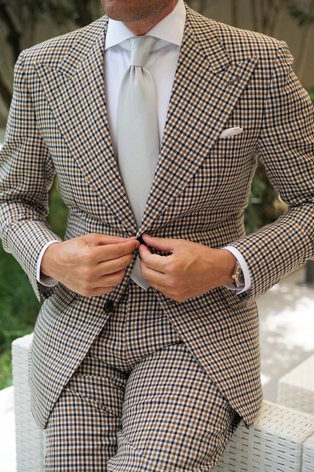 Silver Fog Weave Necktie - Image 10