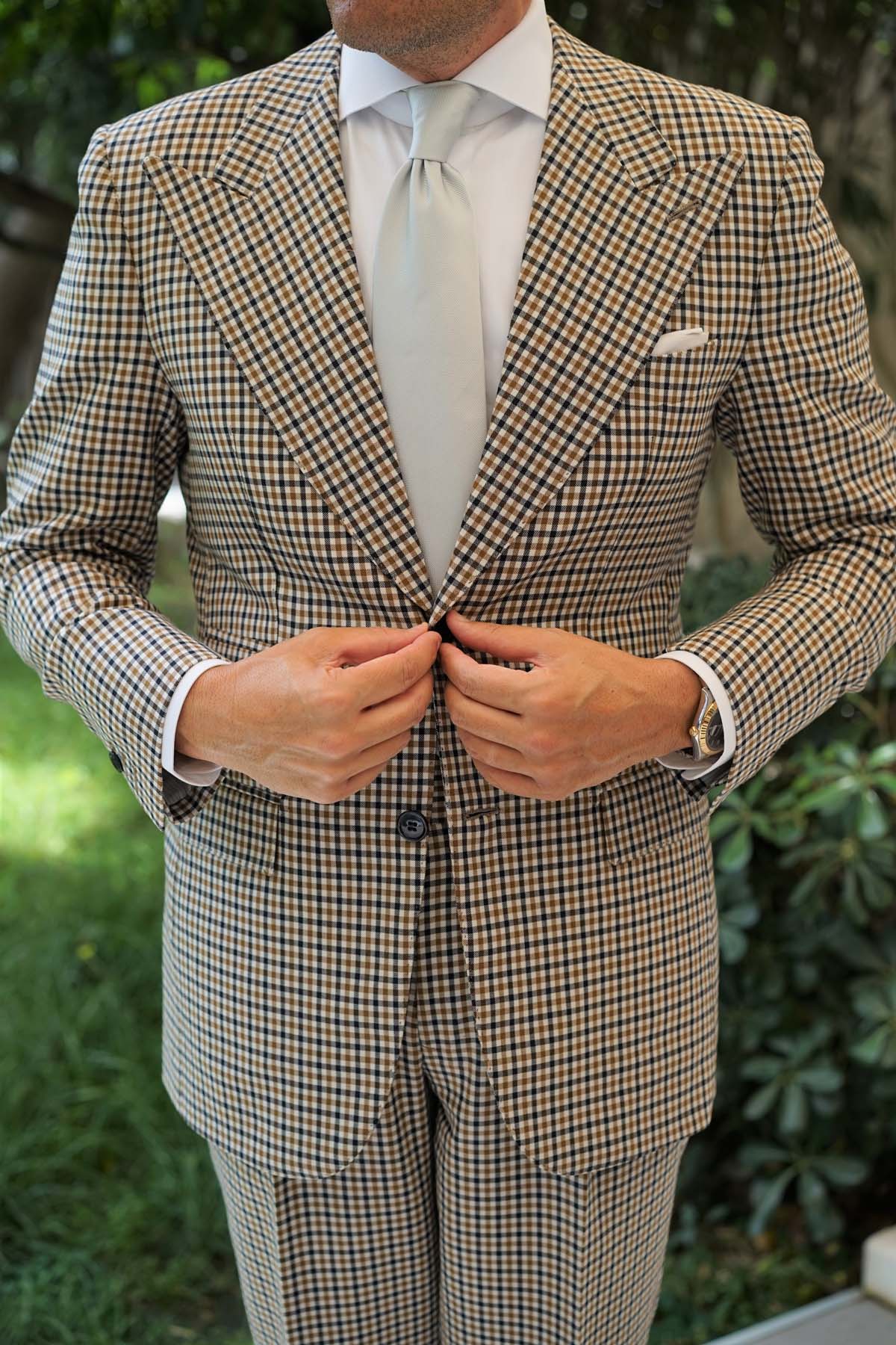 Silver Fog Weave Necktie - Image 5