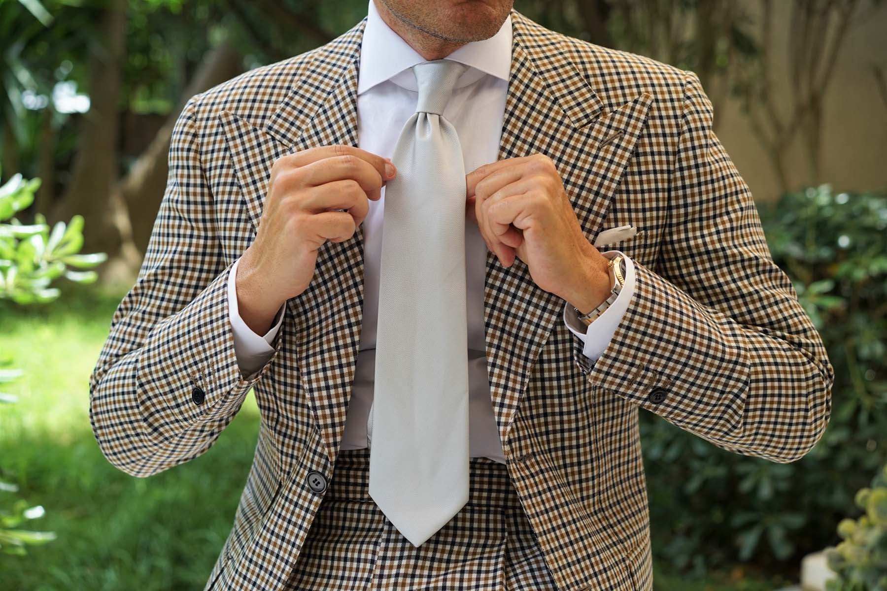 Silver Fog Weave Necktie - Image 6