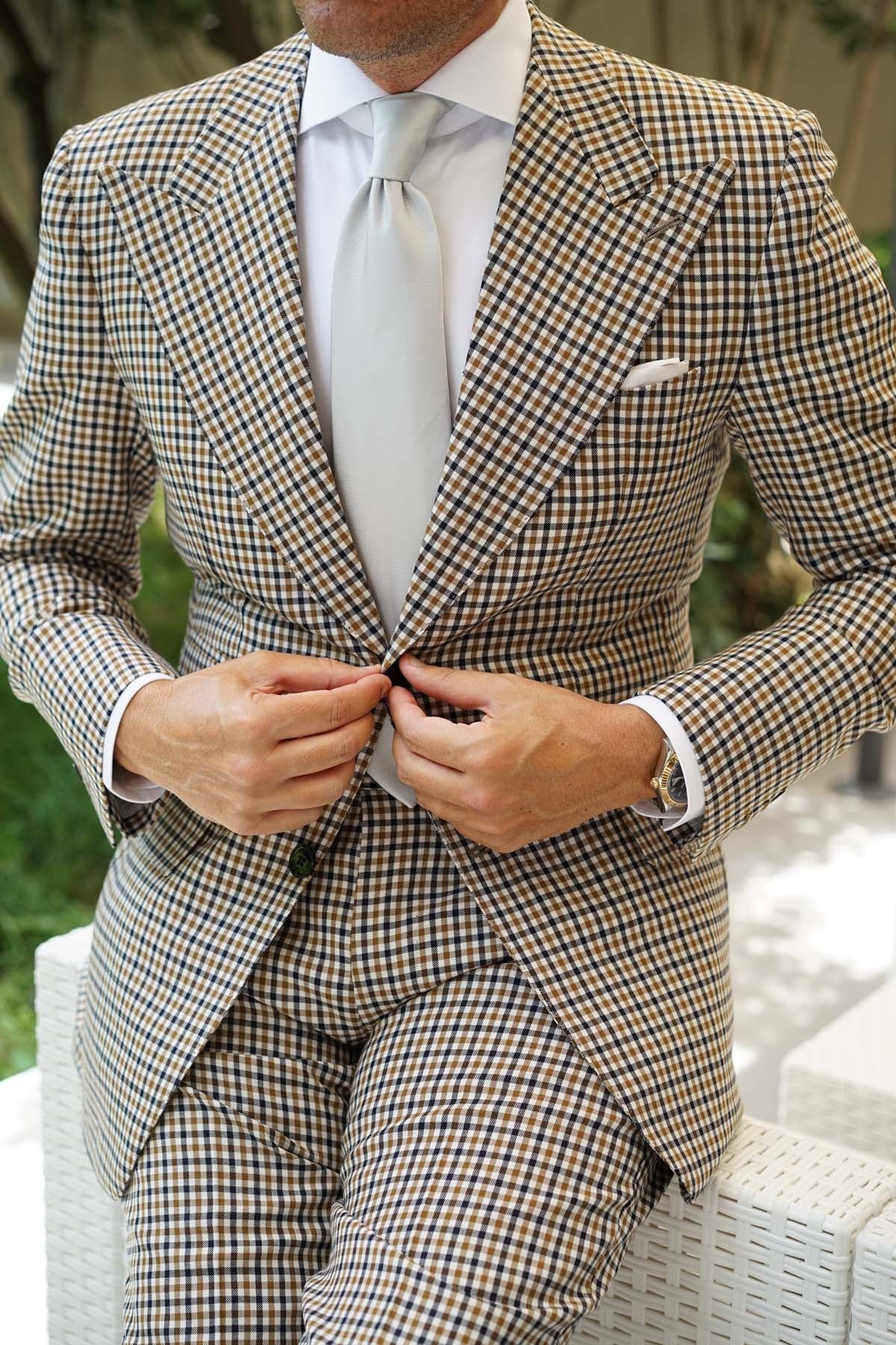 Silver Fog Weave Necktie - Image 7