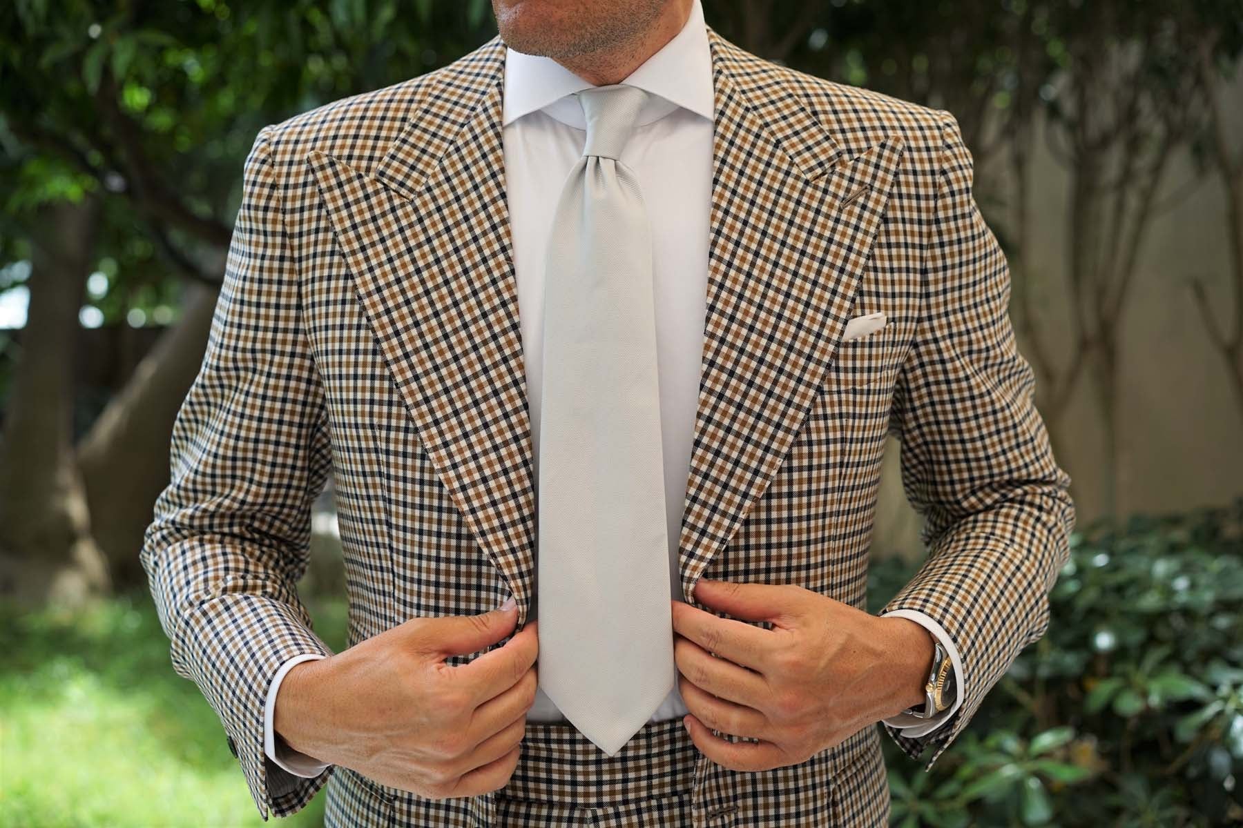 Silver Fog Weave Necktie - Image 8