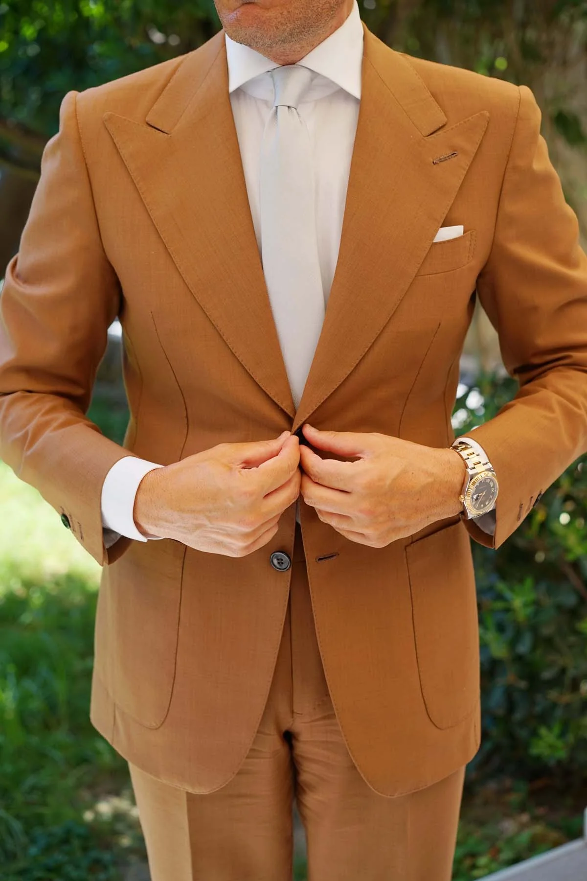 Silver Fog Weave Skinny Tie - Image 5