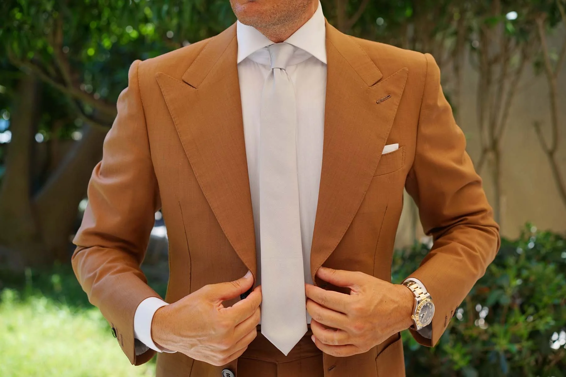 Silver Fog Weave Skinny Tie - Image 7