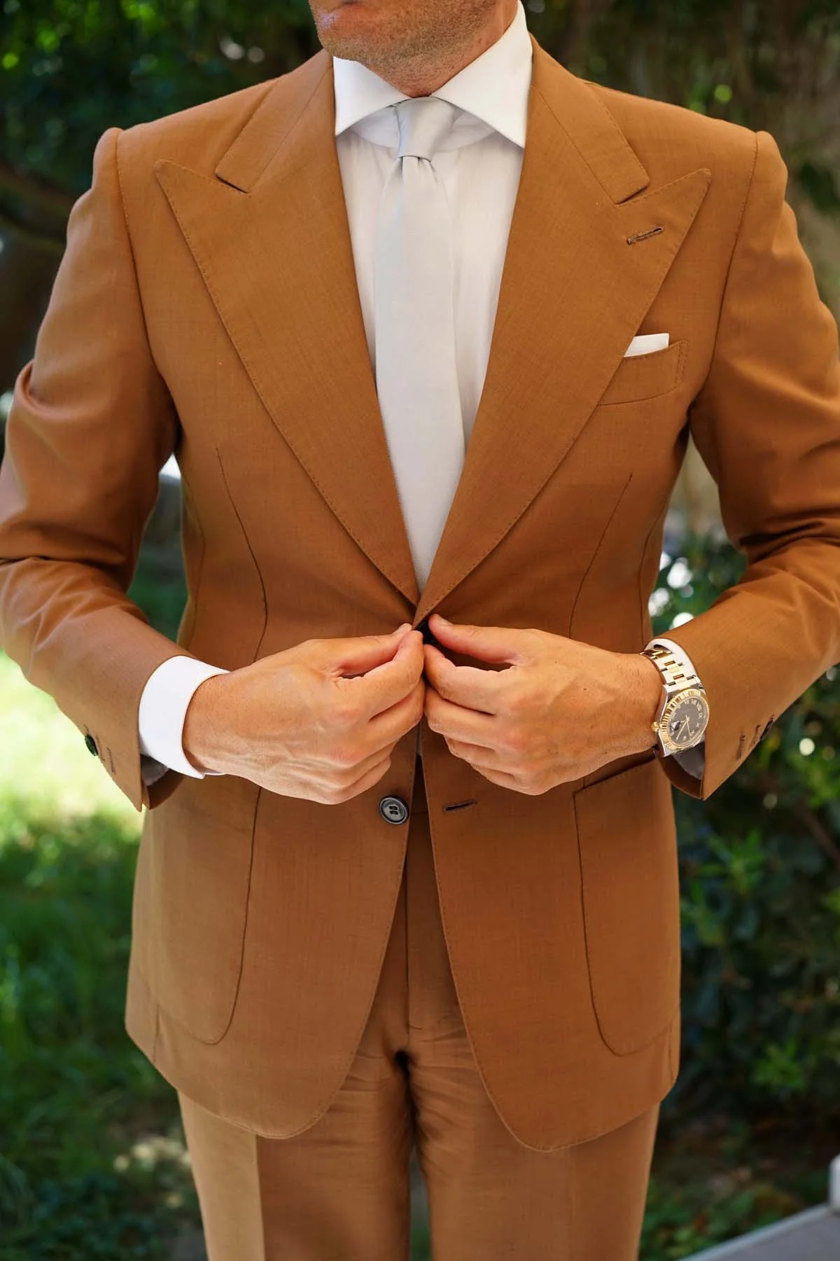 Silver Fog Weave Skinny Tie - Image 8