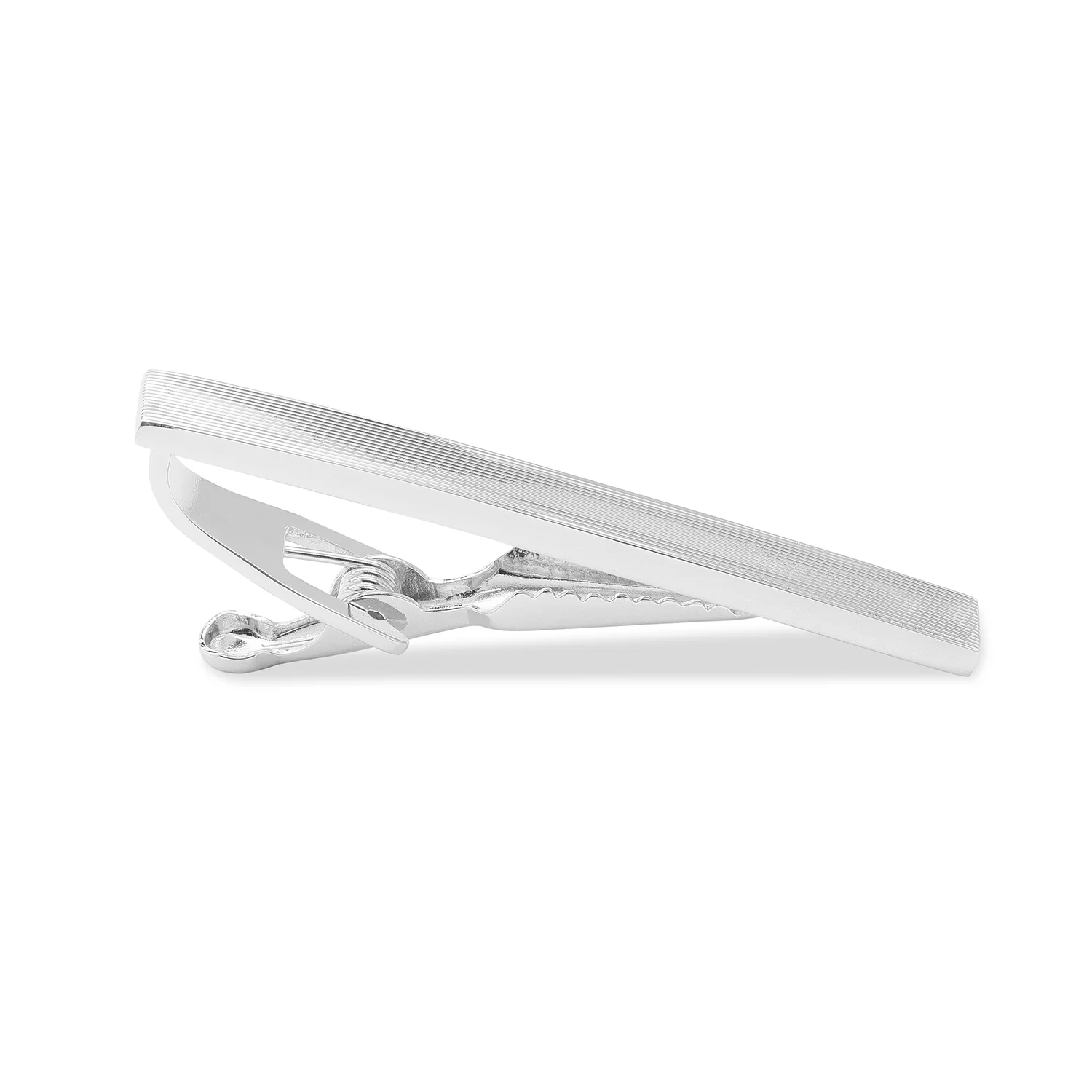 Silver Horizontal Lines Tie Bar - Image 2
