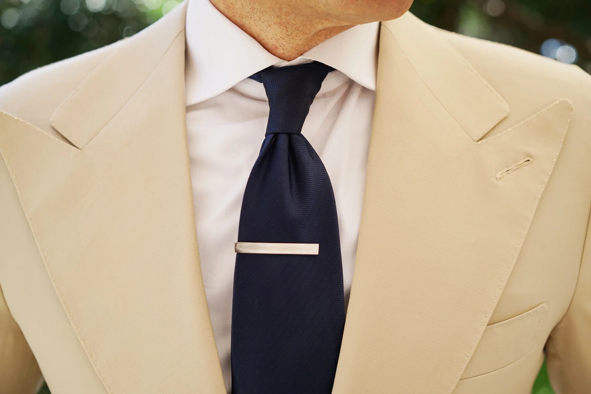 Silver Horizontal Lines Tie Bar - Image 7