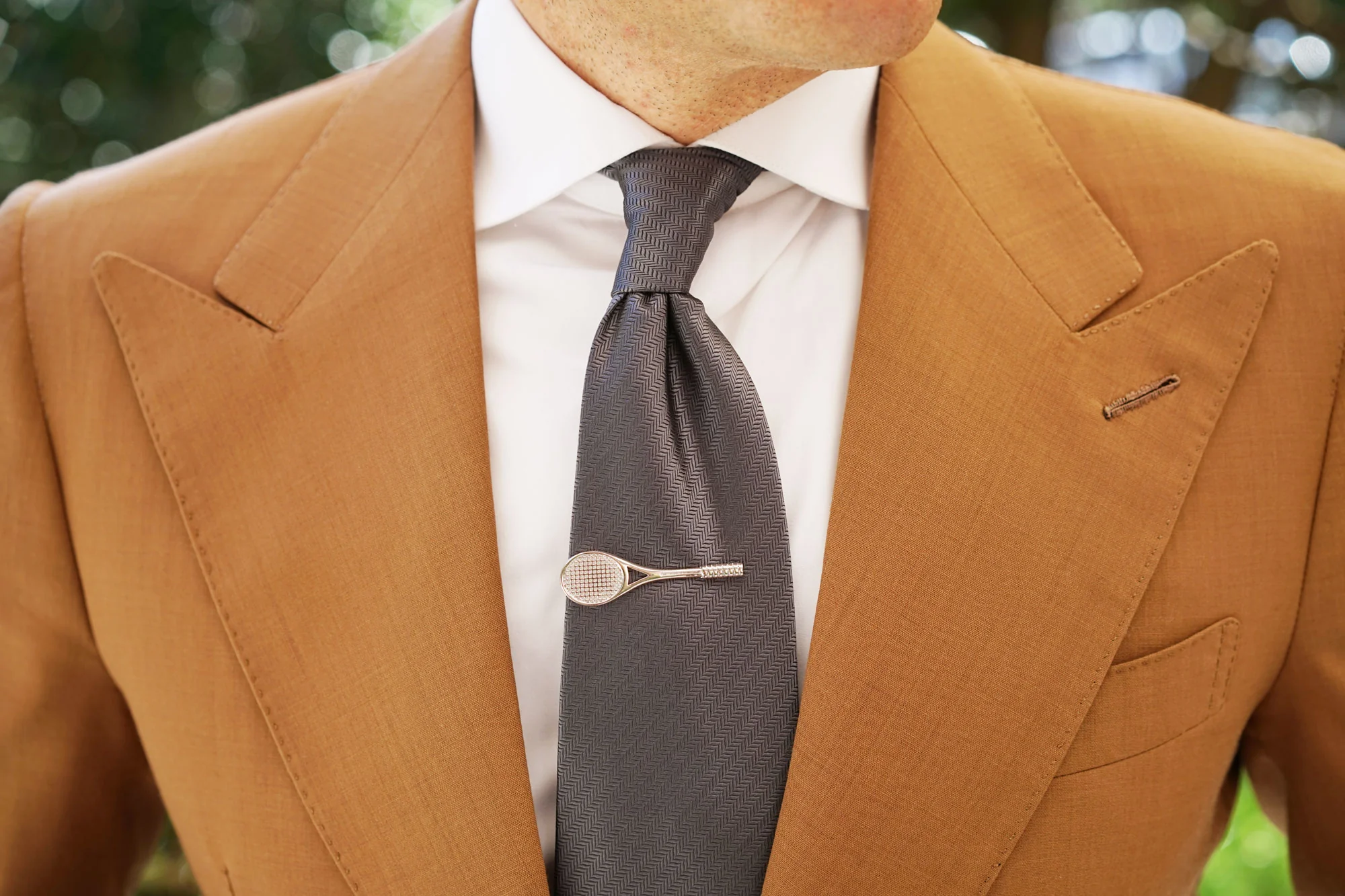 Silver McEnroe Tennis Racquet Tie Bar - Image 6