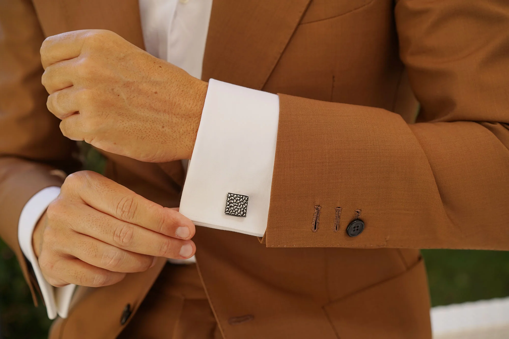 Silver Pebble Cufflinks - Image 5