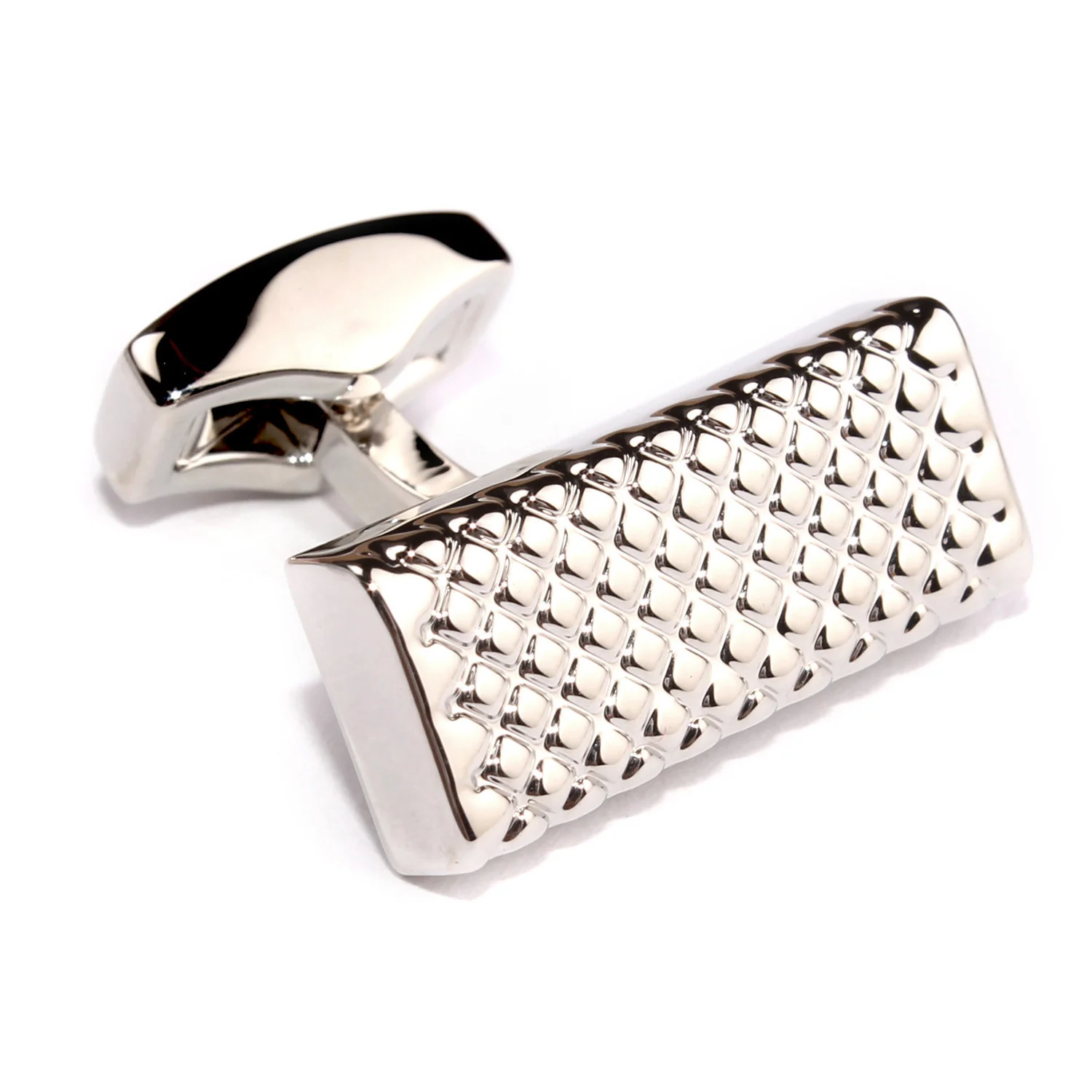 Silver Rectangle Diamond Grid Cufflinks - Image 3