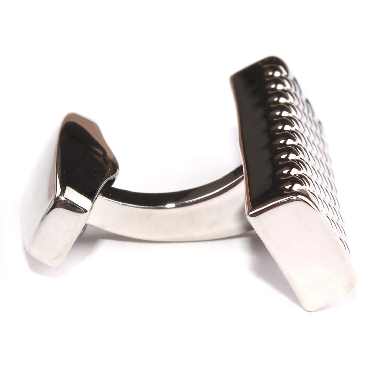 Silver Rectangle Diamond Grid Cufflinks - Image 4