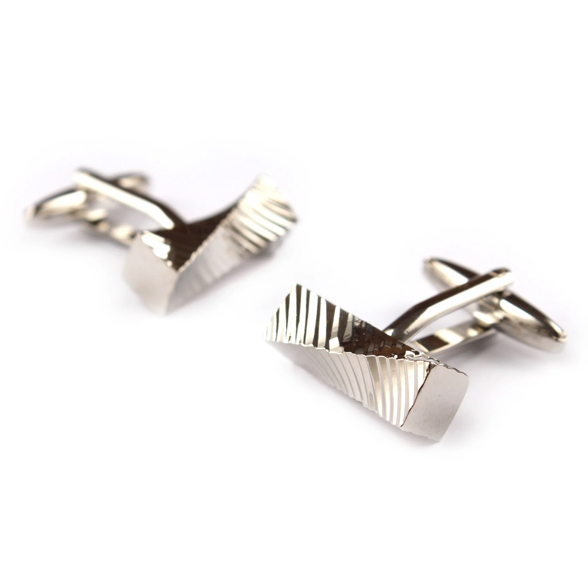 Silver Rectangular Cylinder Twist Cufflinks
