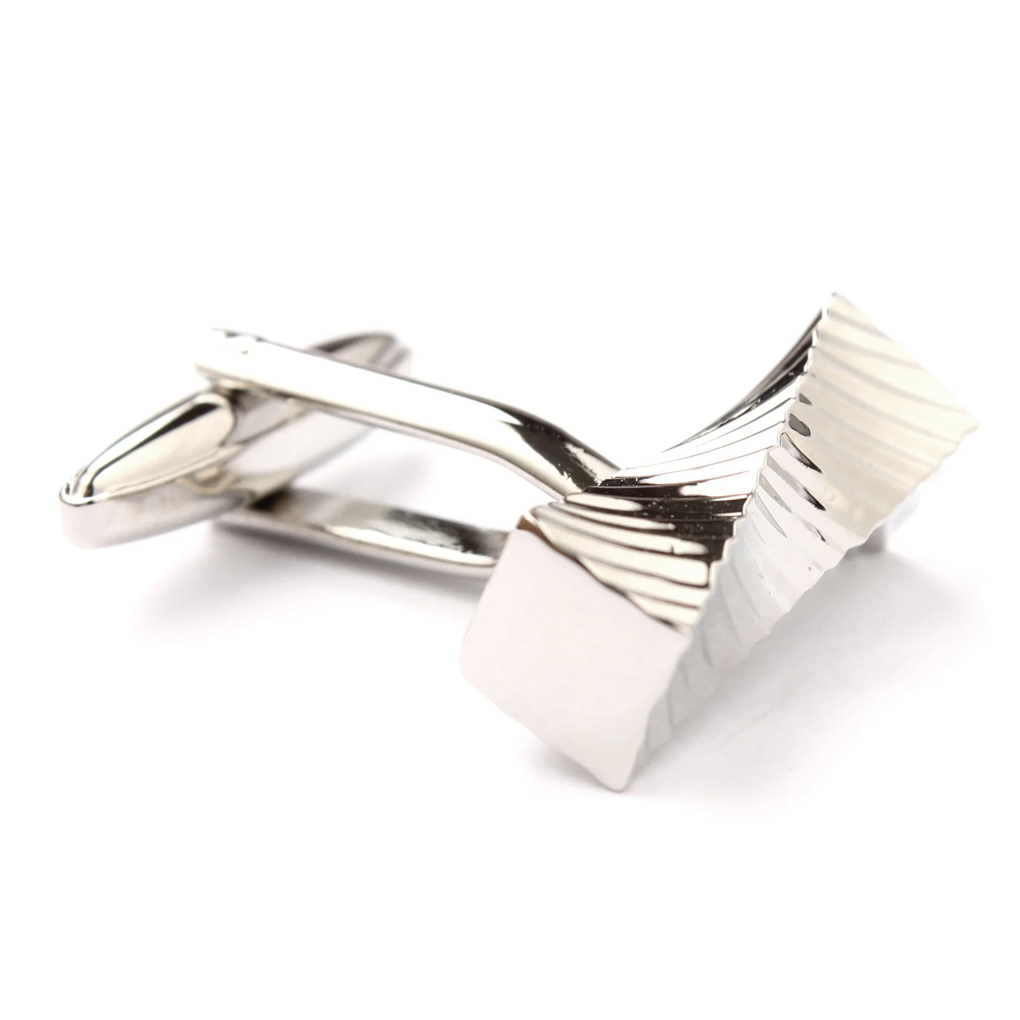Silver Rectangular Cylinder Twist Cufflinks - Image 3