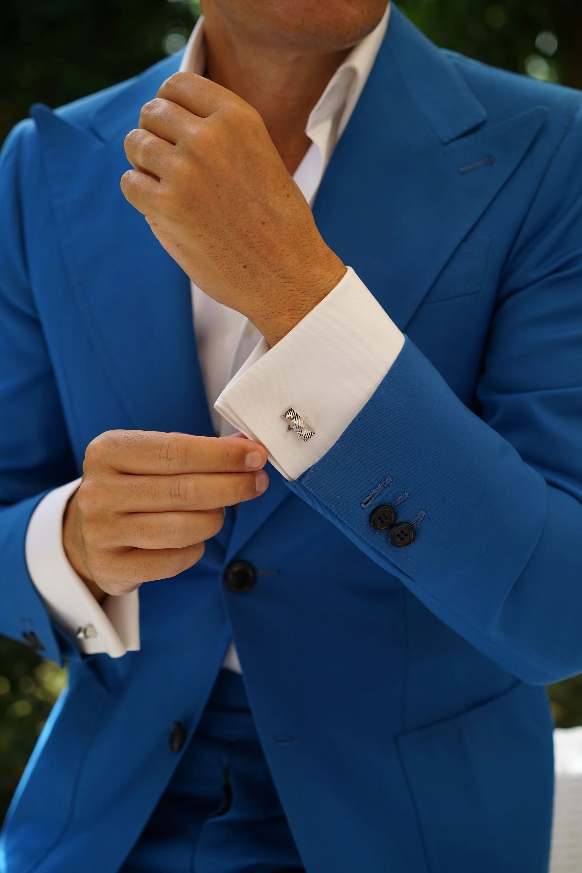 Silver Rectangular Cylinder Twist Cufflinks - Image 8