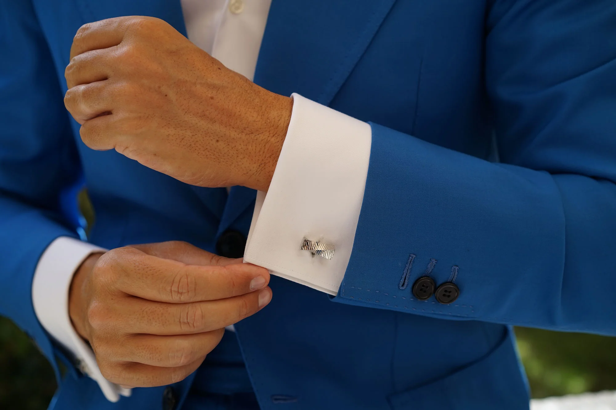 Silver Rectangular Cylinder Twist Cufflinks - Image 9