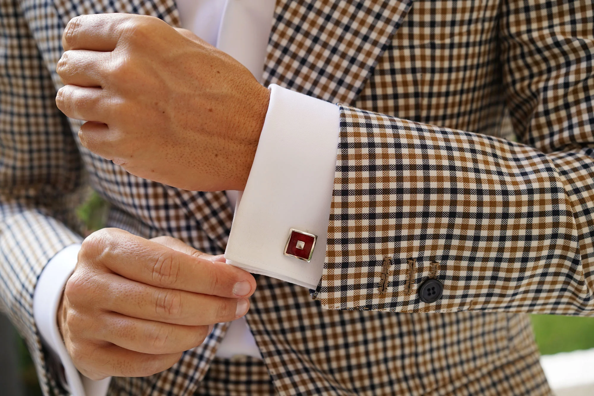 Silver Red Square Cufflinks - Image 10