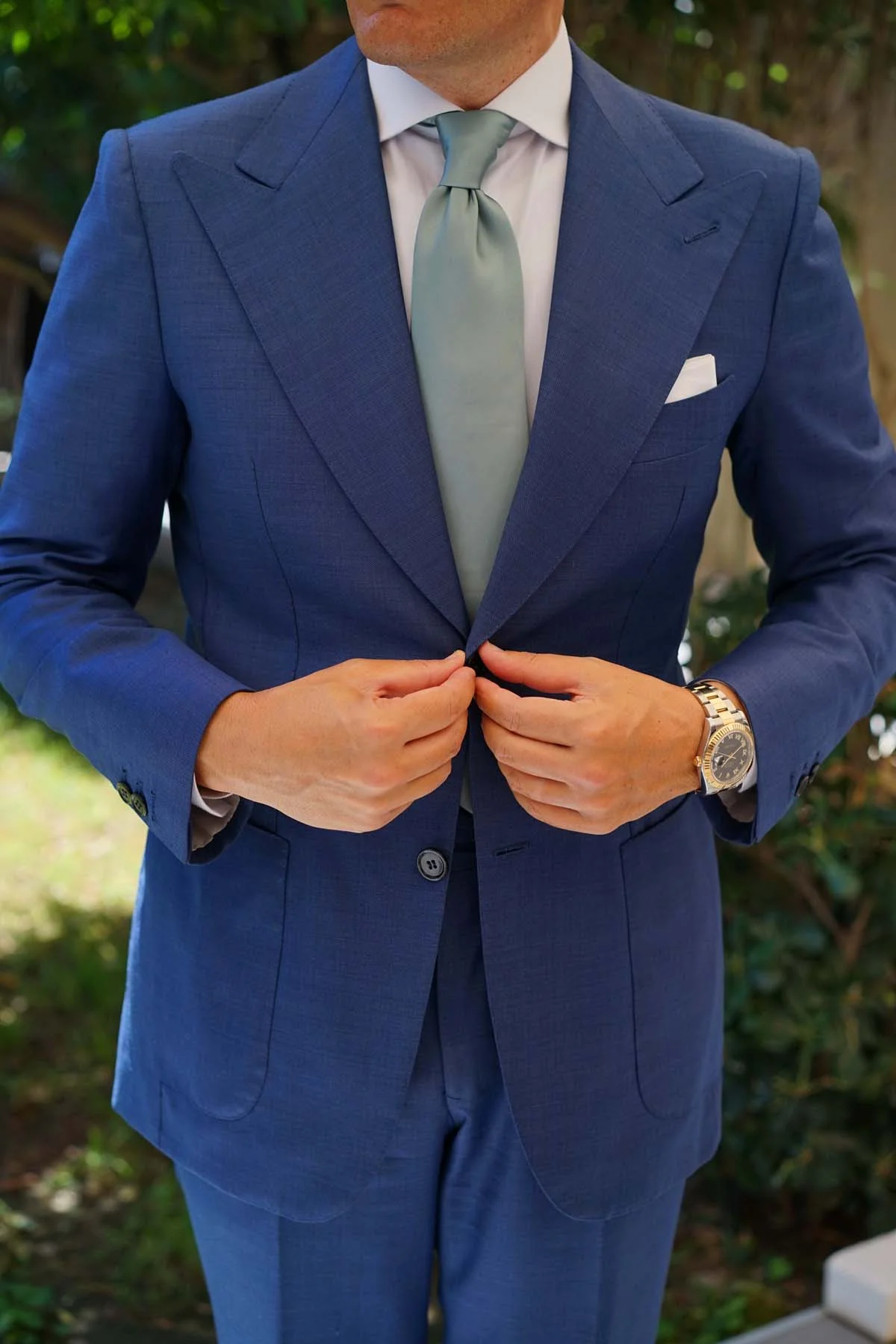 Silver Sage Satin Necktie - Image 8
