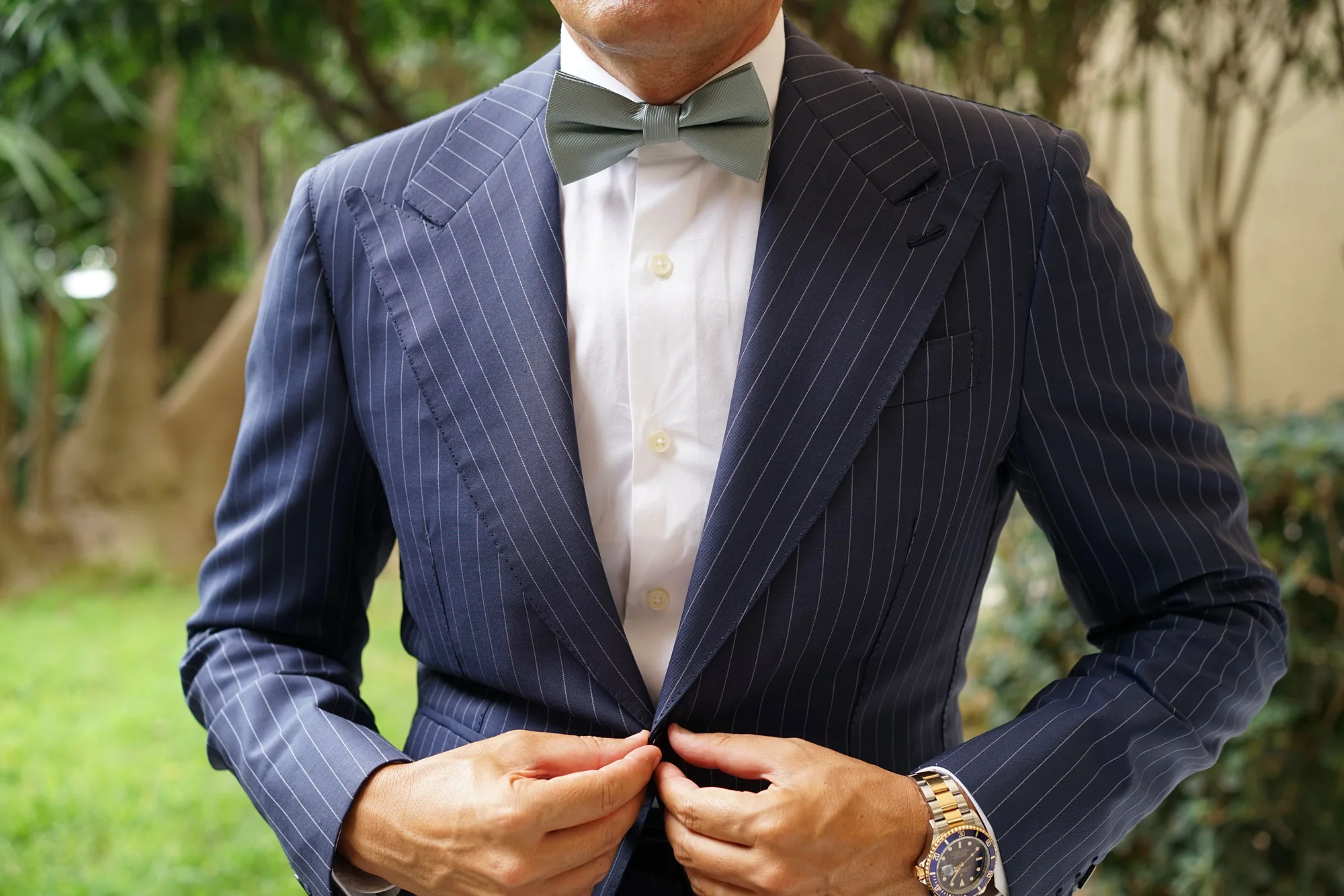 Silver Sage Twill Bow Tie - Image 3