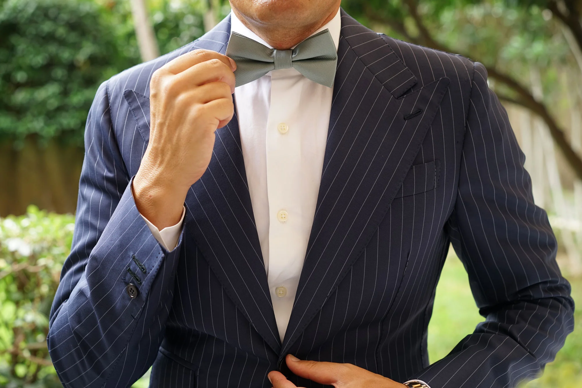 Silver Sage Twill Bow Tie - Image 5