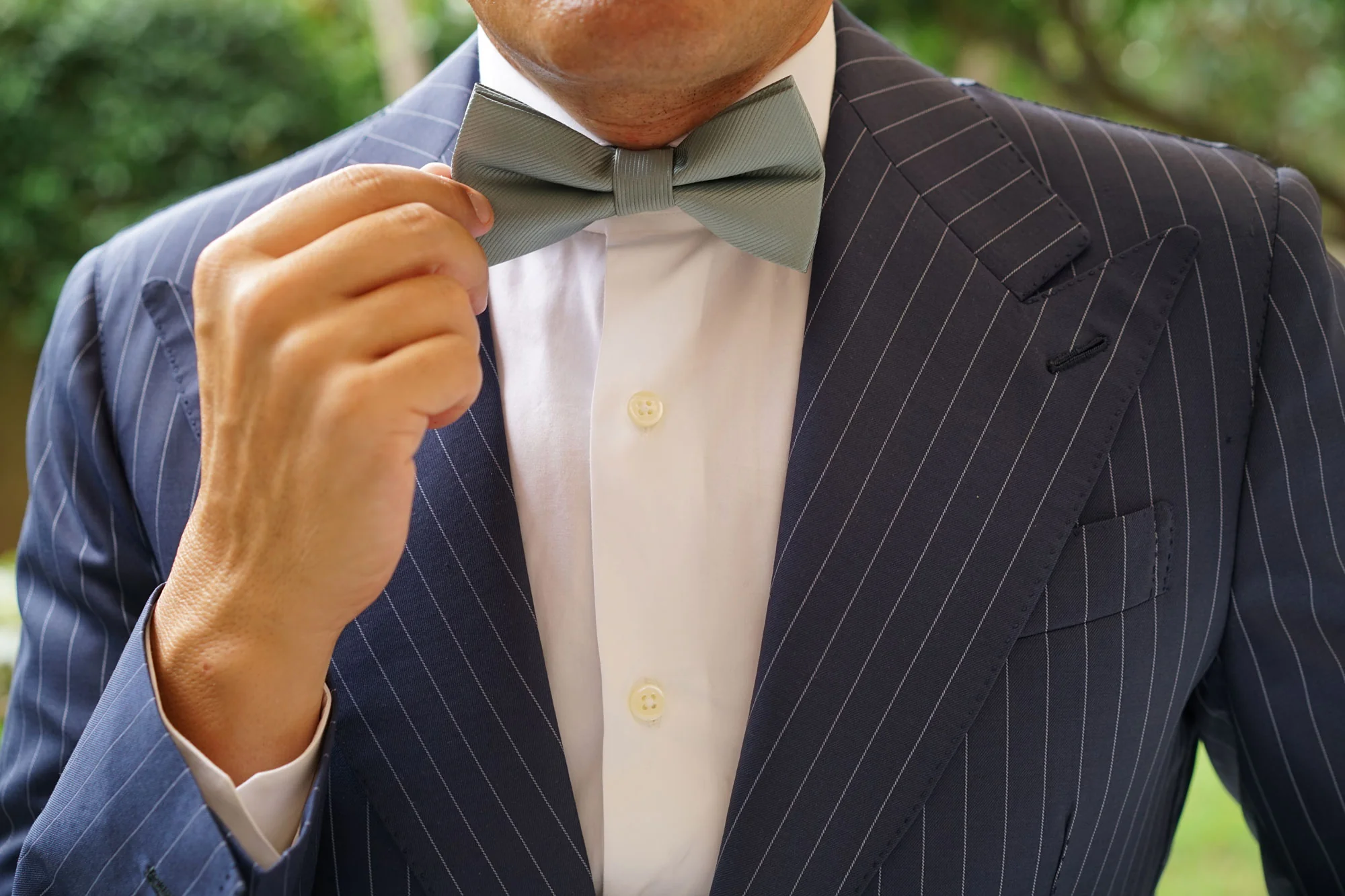 Silver Sage Twill Bow Tie - Image 6