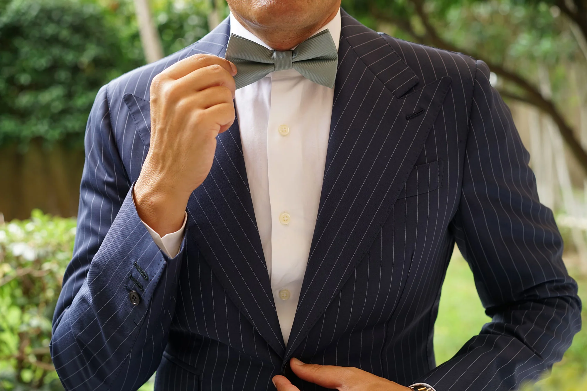 Silver Sage Twill Bow Tie - Image 7