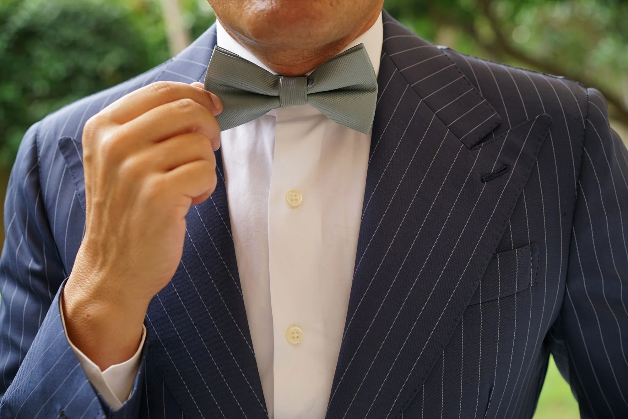 Silver Sage Twill Bow Tie - Image 8