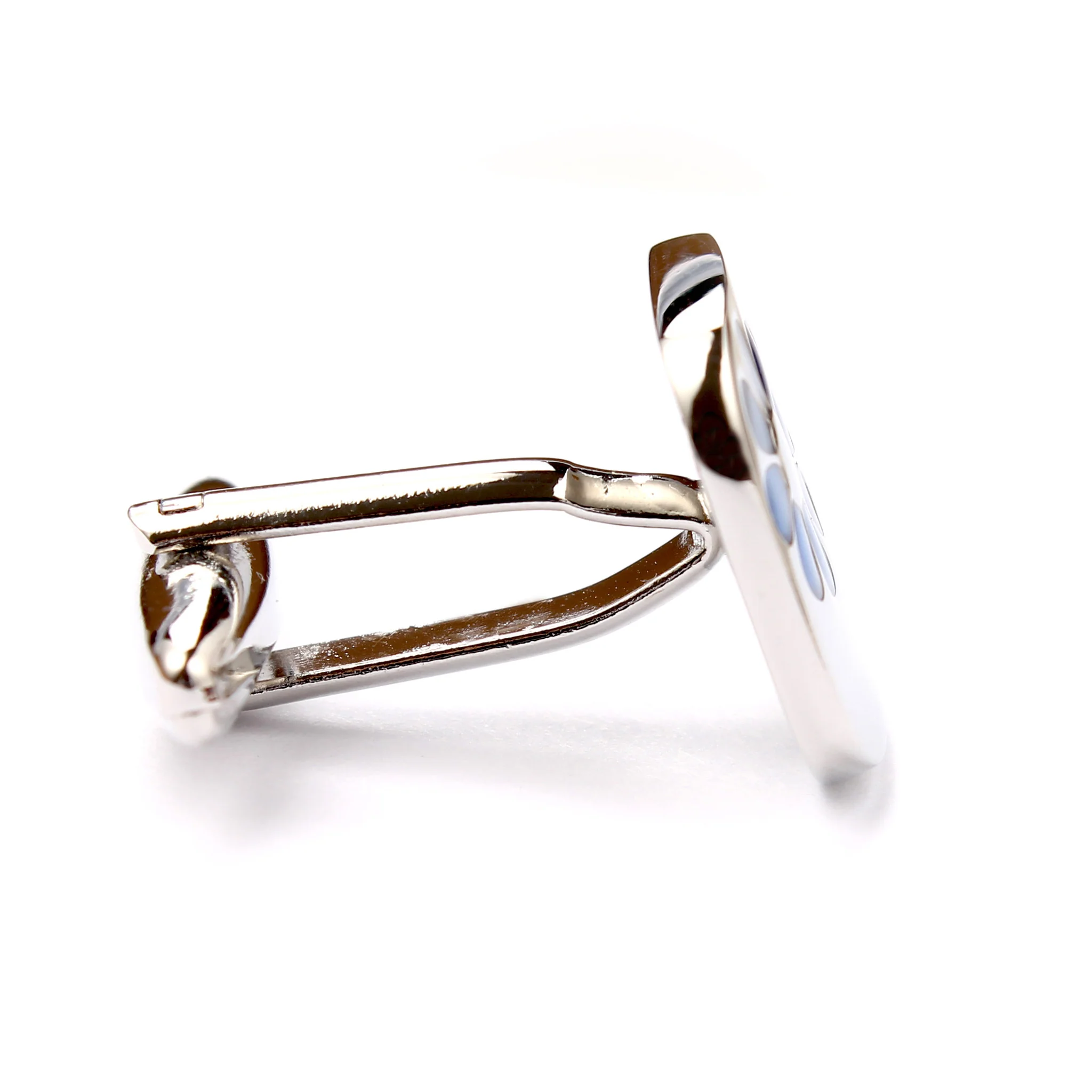 Silver with Blue Flower Cufflinks - Image 4