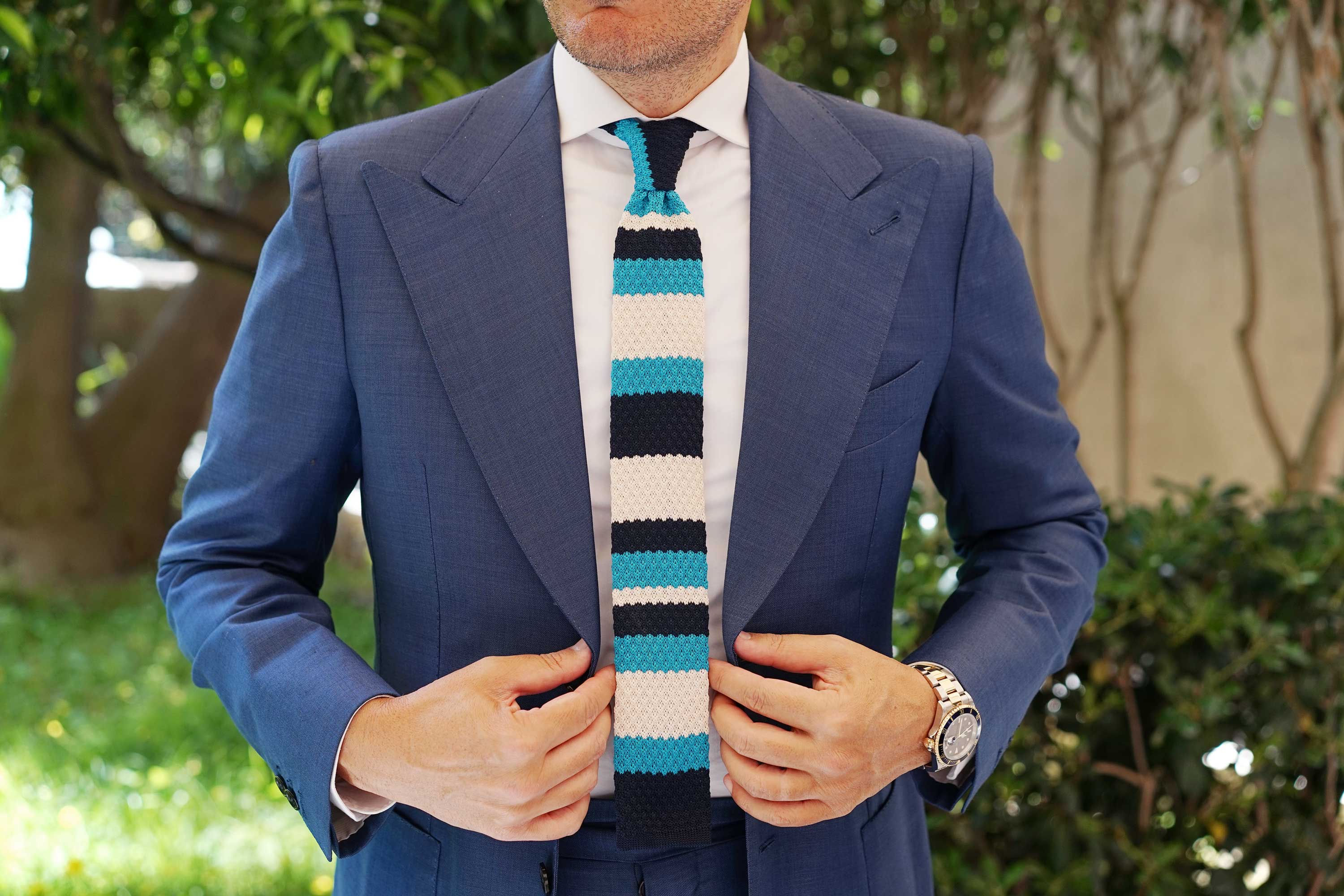 Sinatra Blue Knitted Tie - Image 10