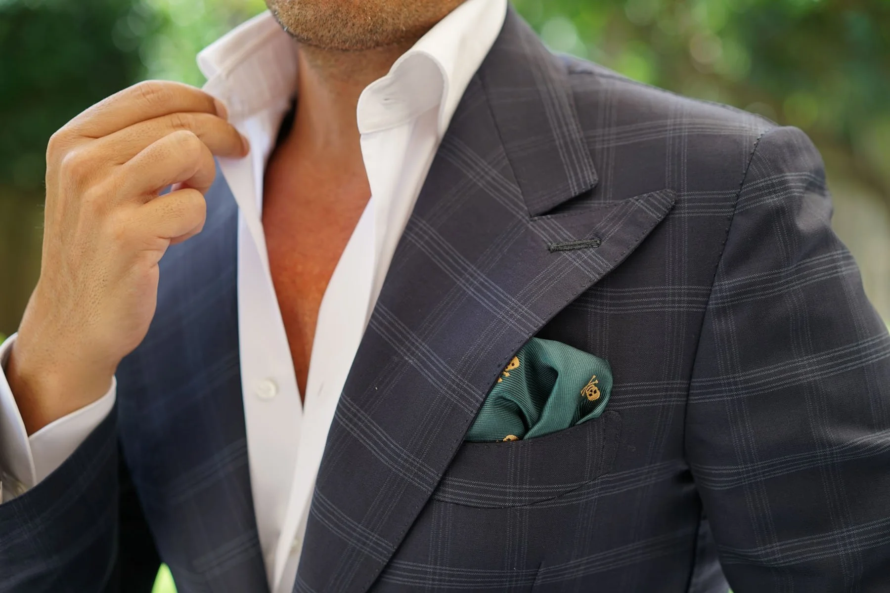Skull & Crossbones Green Pocket Square - Image 5