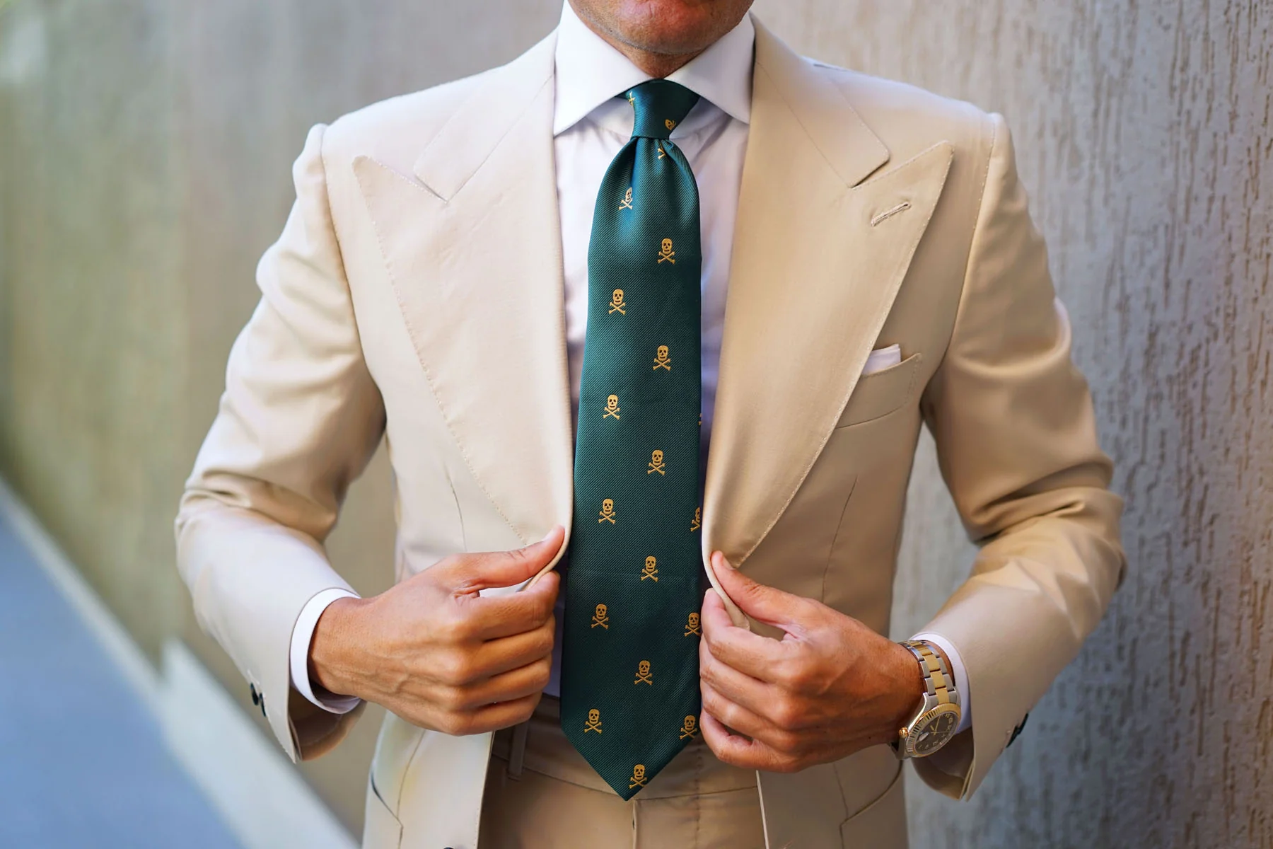 Skull & Crossbones Green Tie - Image 13