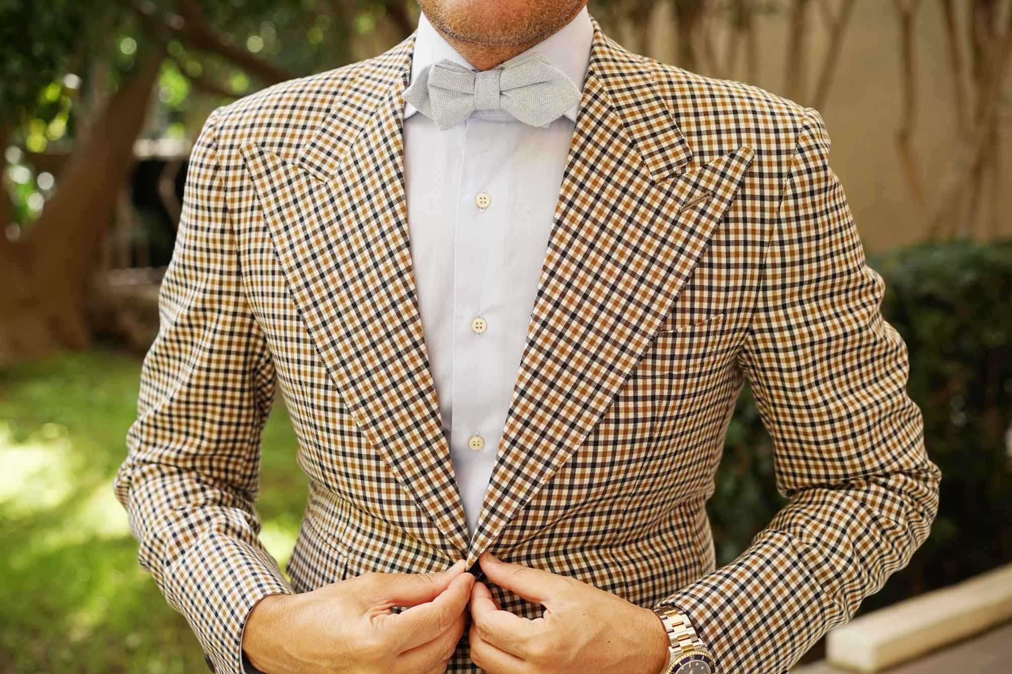 Sky Blue Donegal Linen Diamond Bow Tie - Image 3