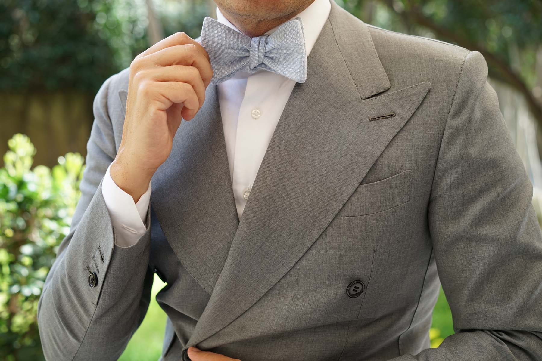 Sky Blue Donegal Linen Self Bow Tie - Image 6
