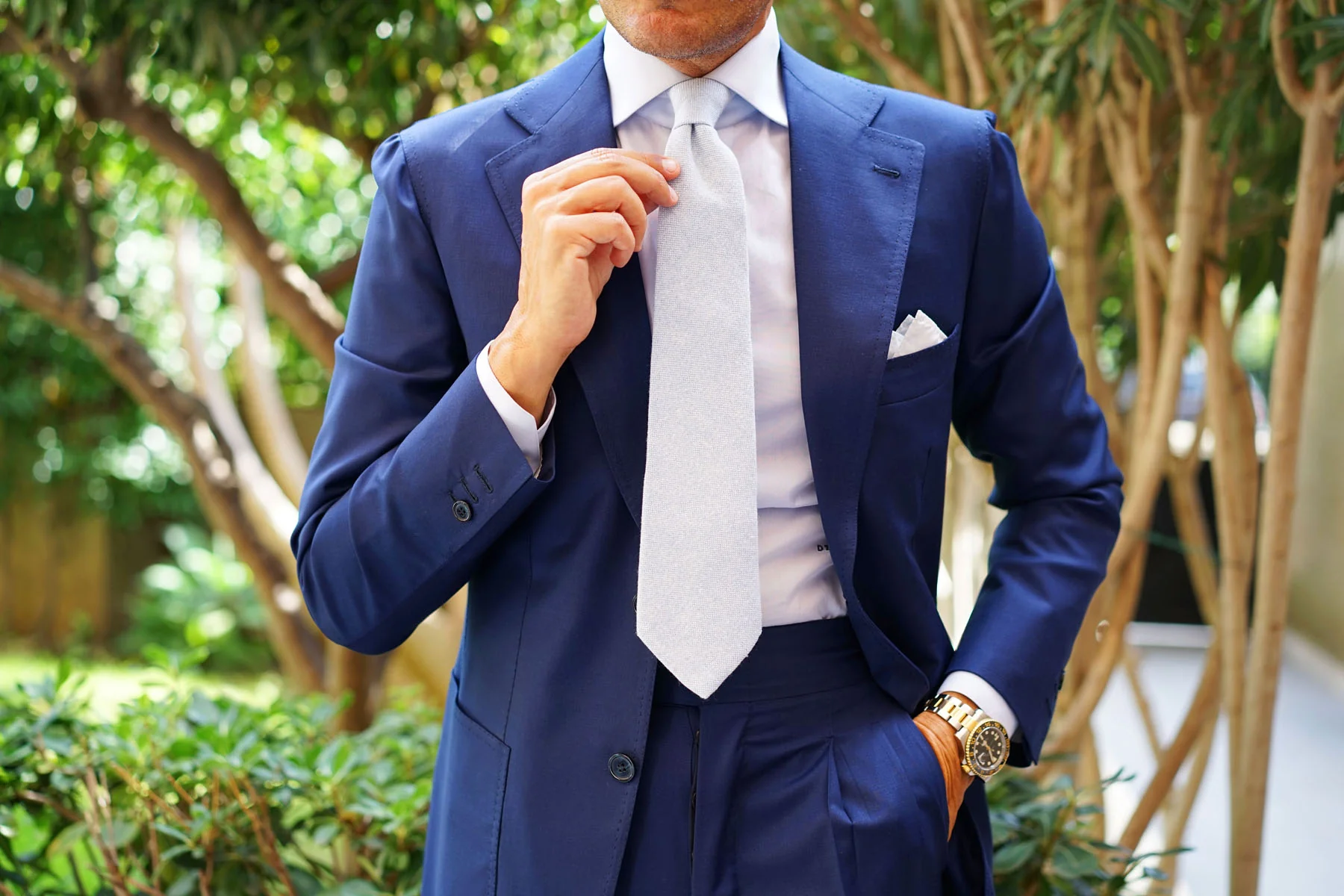 Sky Blue Donegal Linen Tie - Image 6