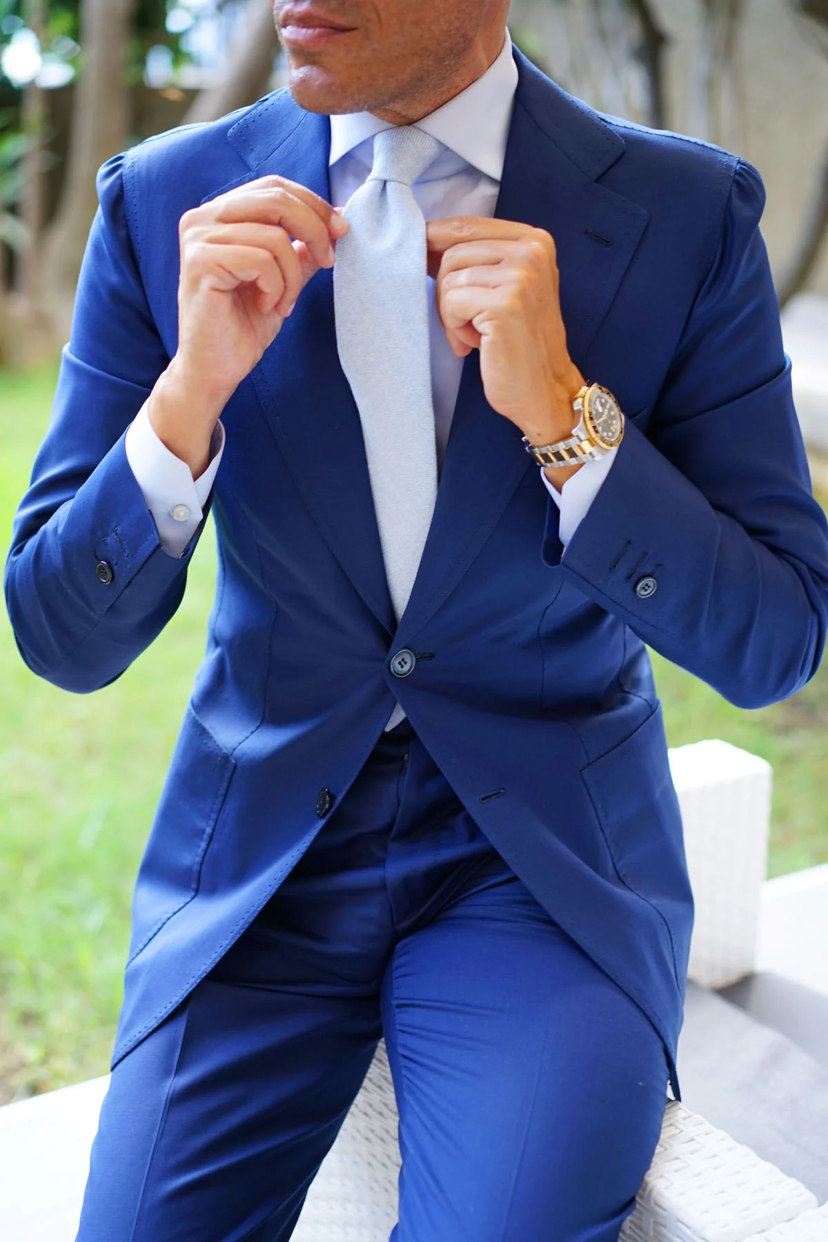 Sky Blue Donegal Linen Tie - Image 7