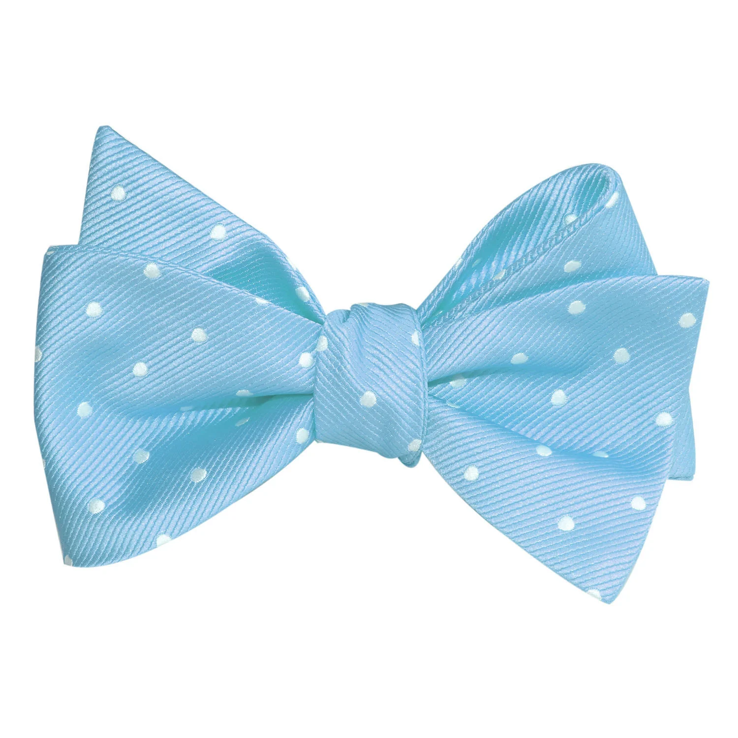 Sky Blue with White Polka Dots Self Tie Bow Tie - Image 2