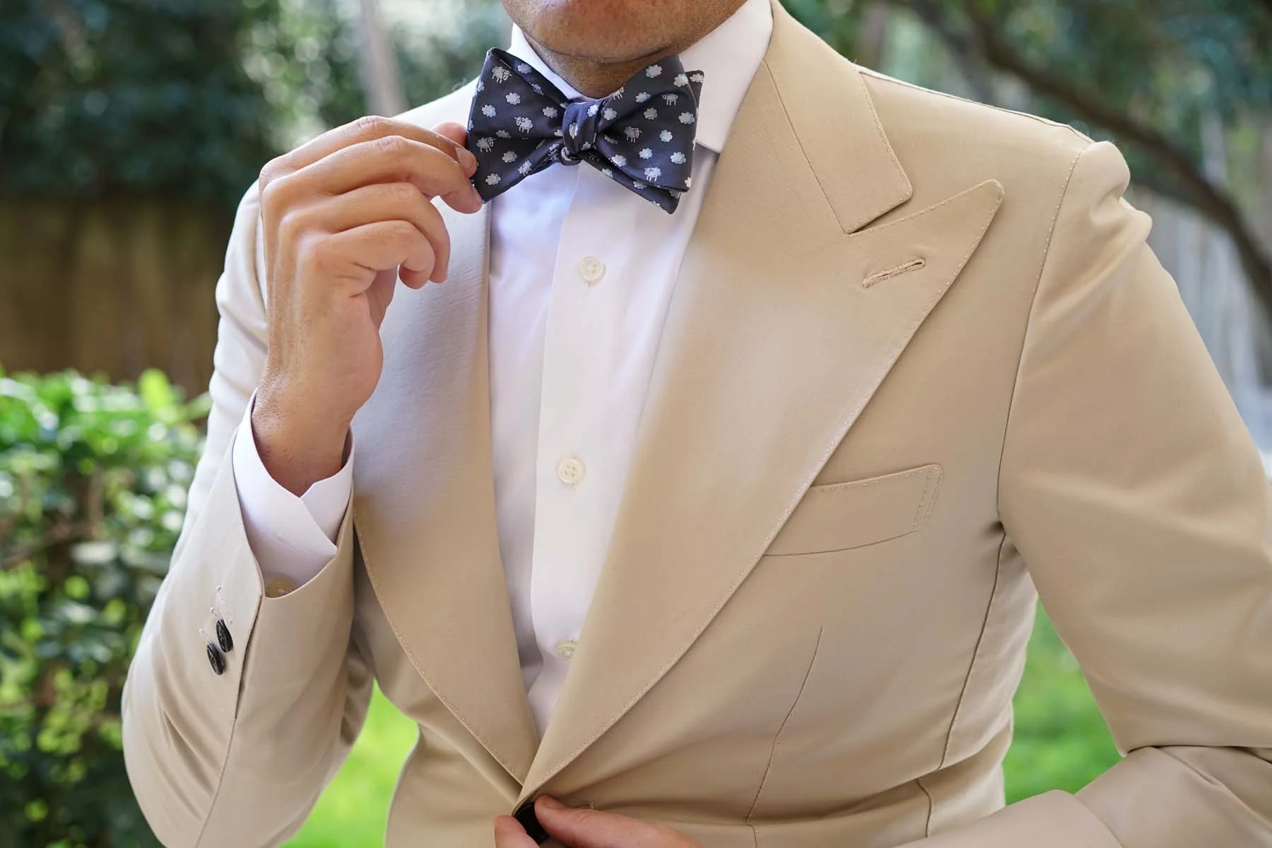 Sleepy Sheep Grey Self Bow Tie - Image 4