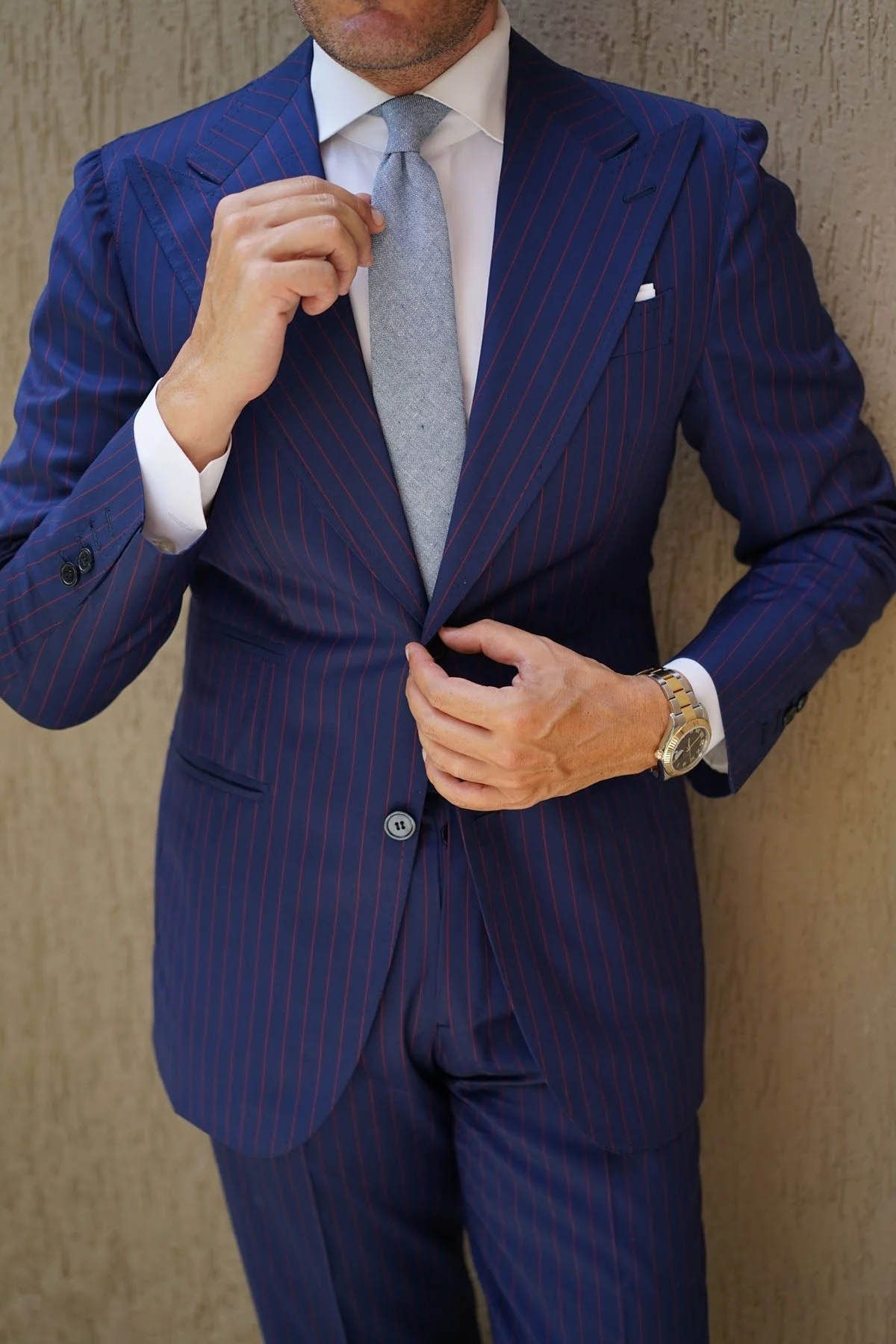 Smoke Blue Slub Linen Skinny Tie - Image 5