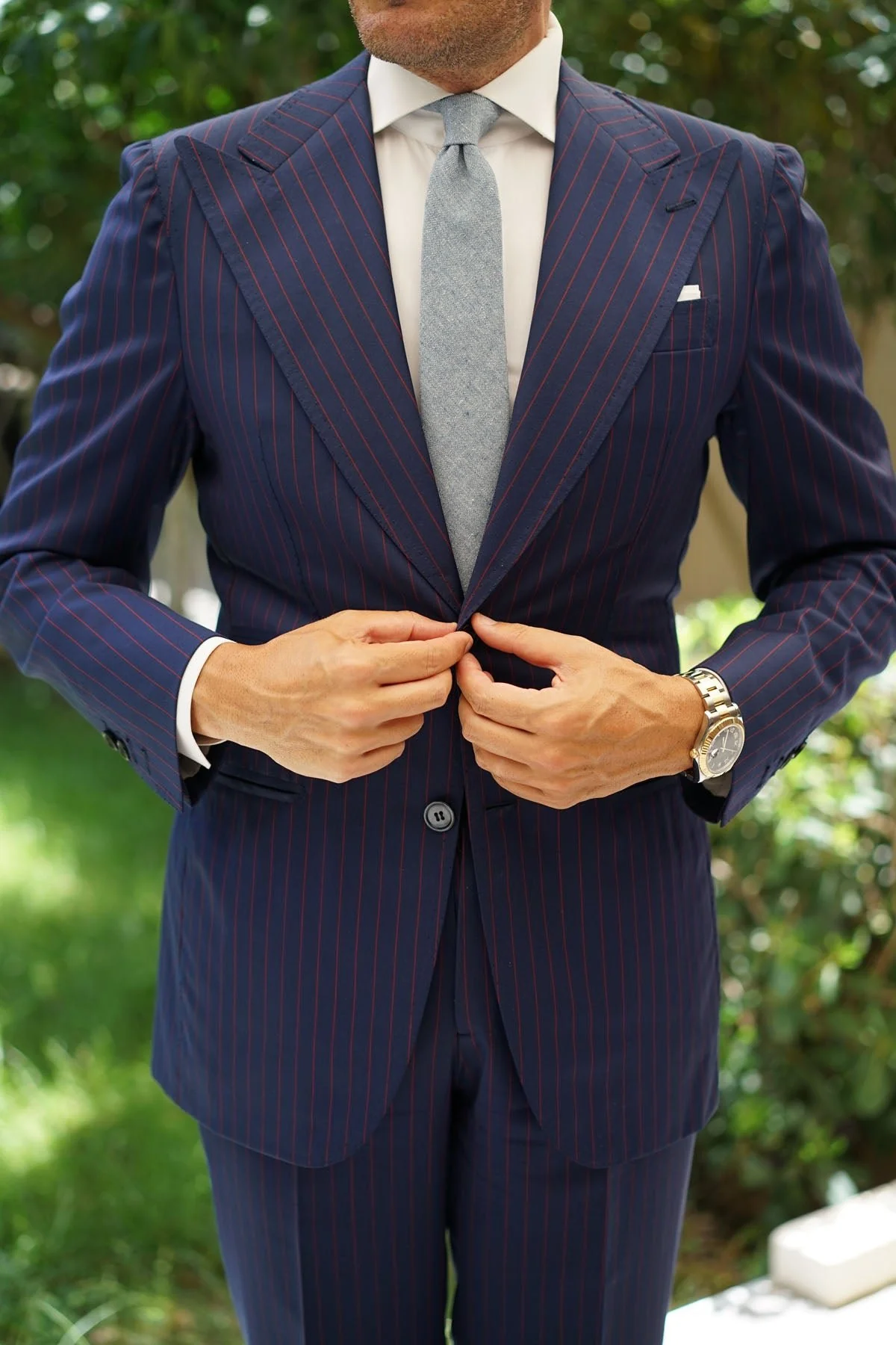 Smoke Blue Slub Linen Skinny Tie - Image 8