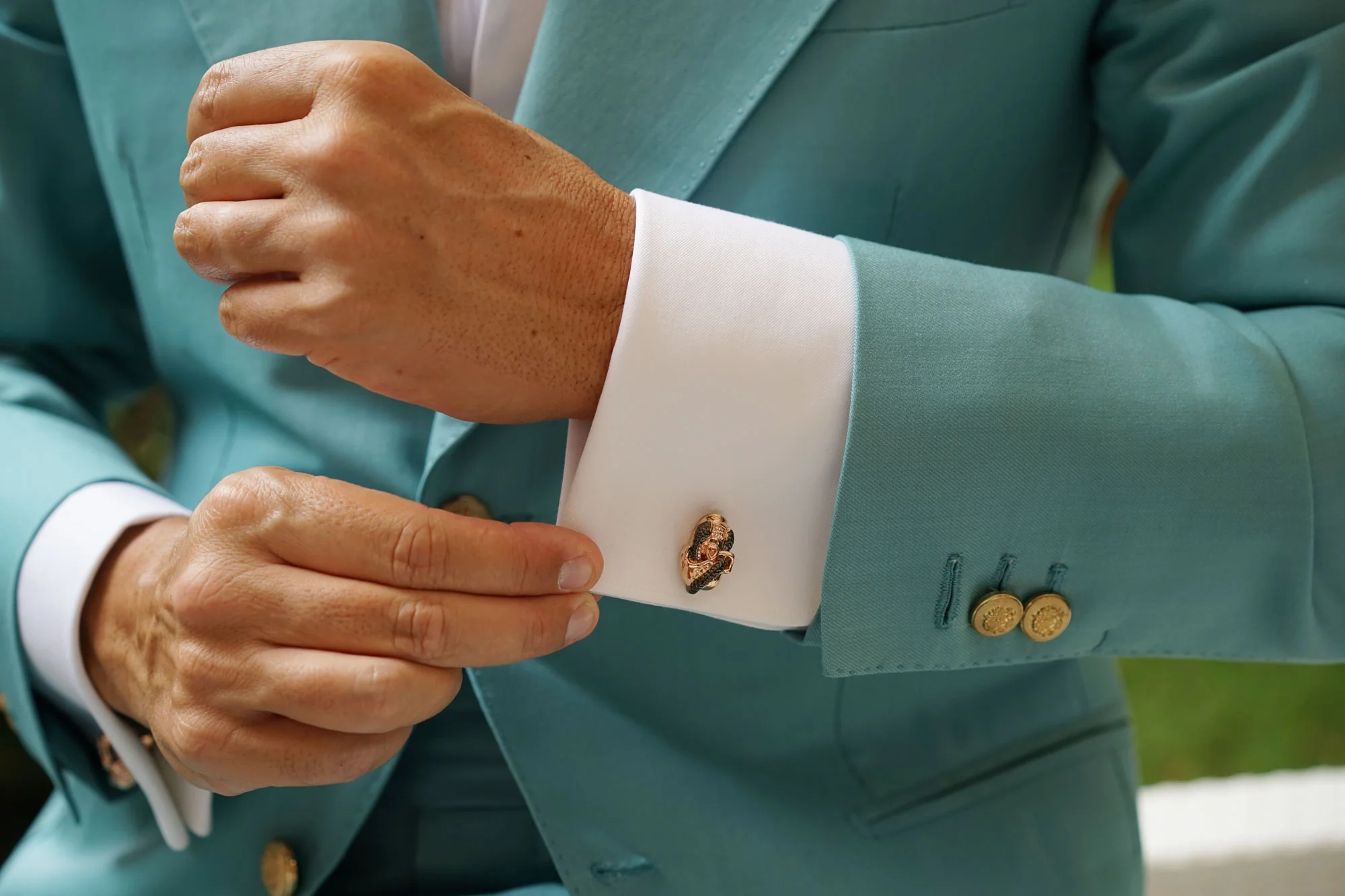 Snake in Skull Rose Gold Cufflinks - Image 10