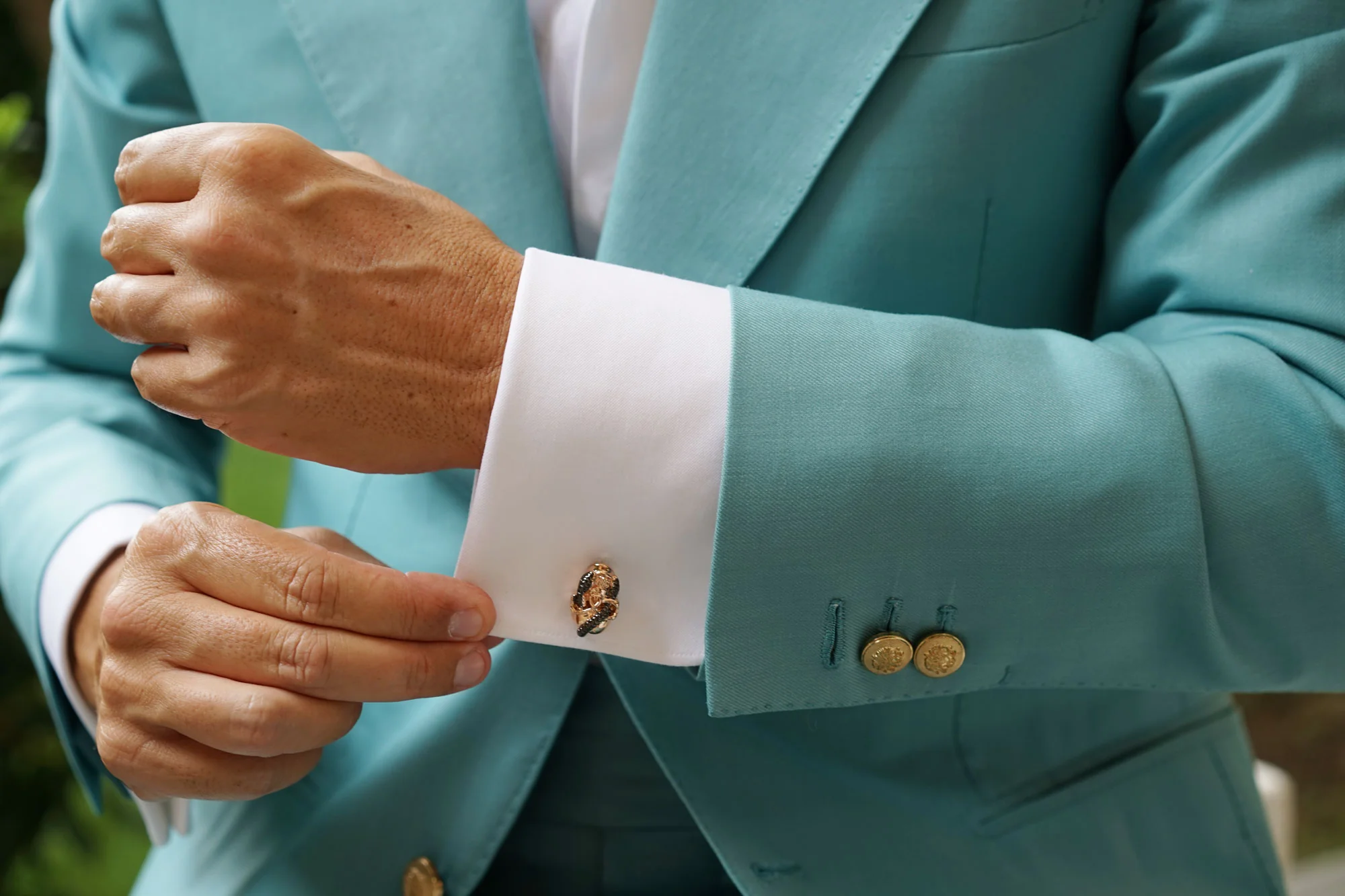 Snake in Skull Rose Gold Cufflinks - Image 11