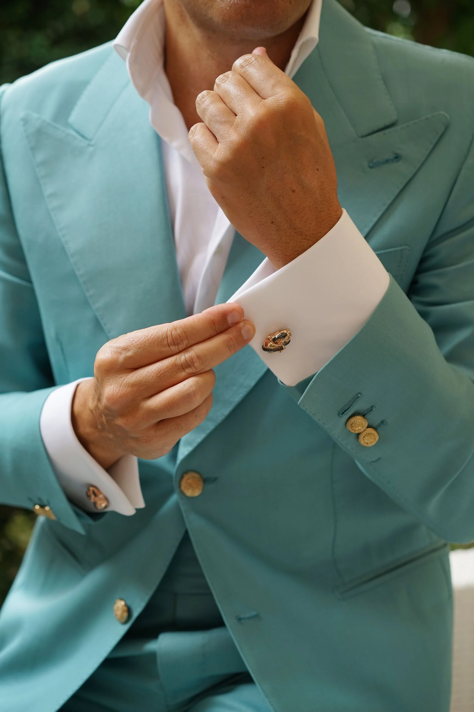 Snake in Skull Rose Gold Cufflinks - Image 8