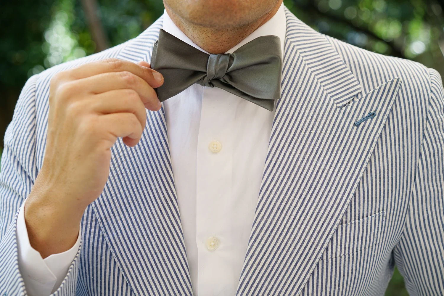 Soft Charcoal Crisp Satin Self Bow Tie - Image 9