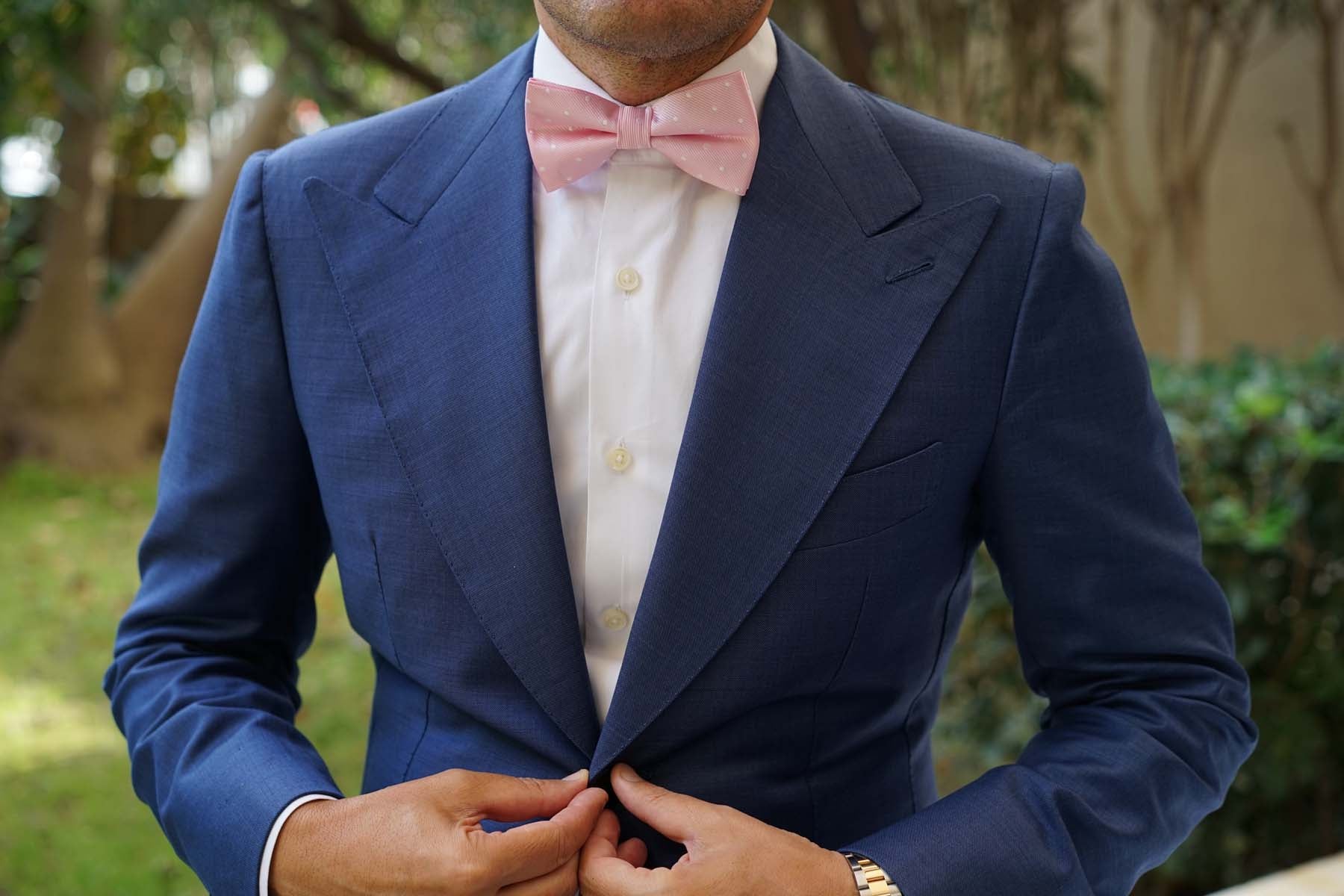 Soft Pink Polka Dots Bow Tie - Image 8