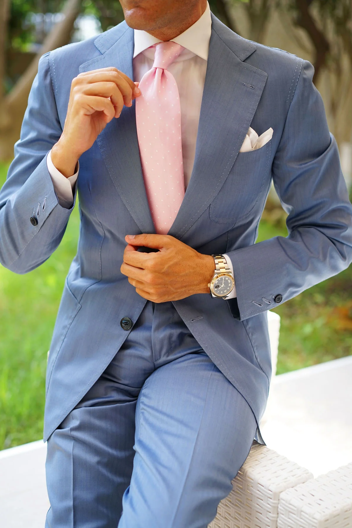 Soft Pink Polka Dots Necktie - Image 8
