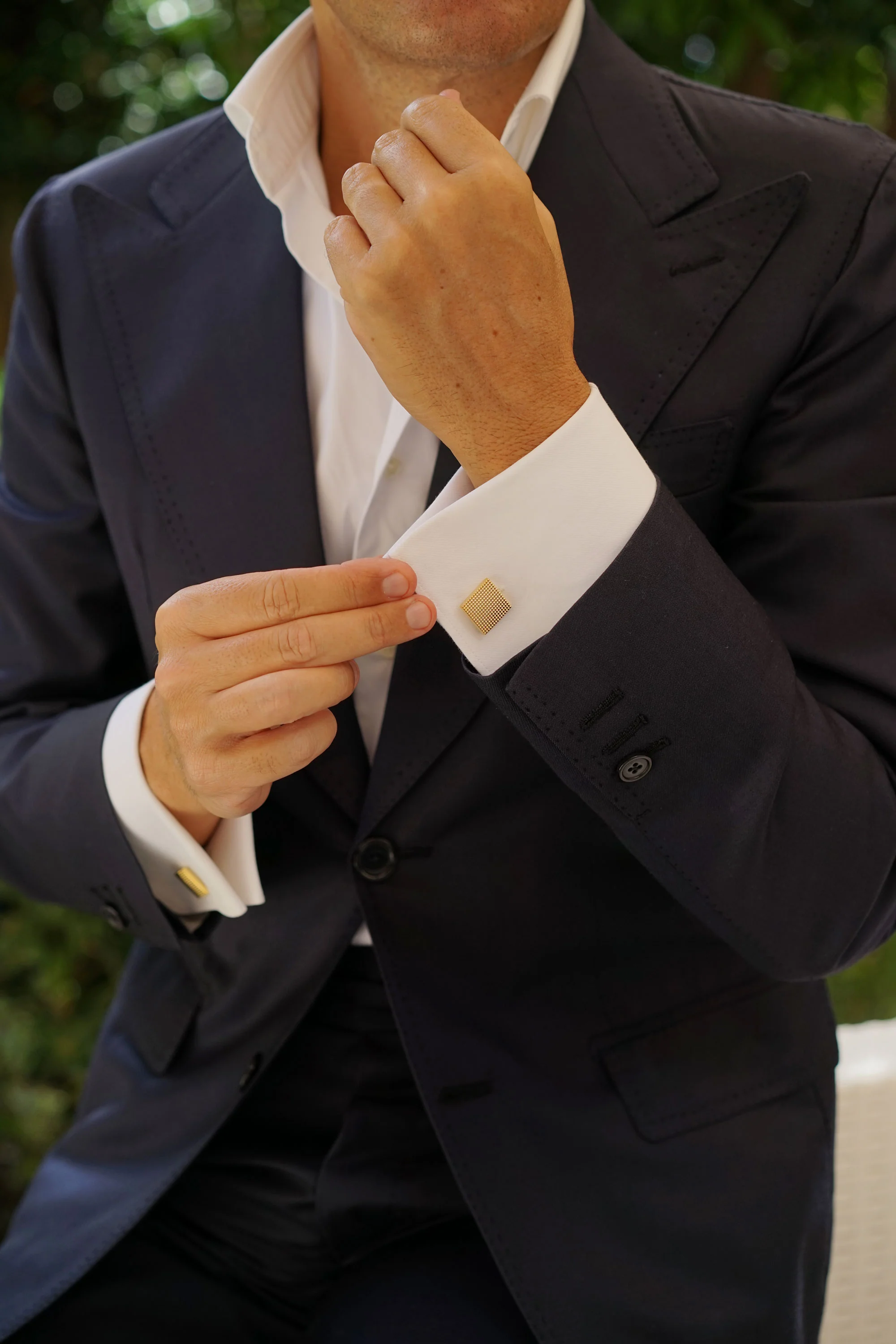 Soho Square Studded Gold Cufflinks - Image 4