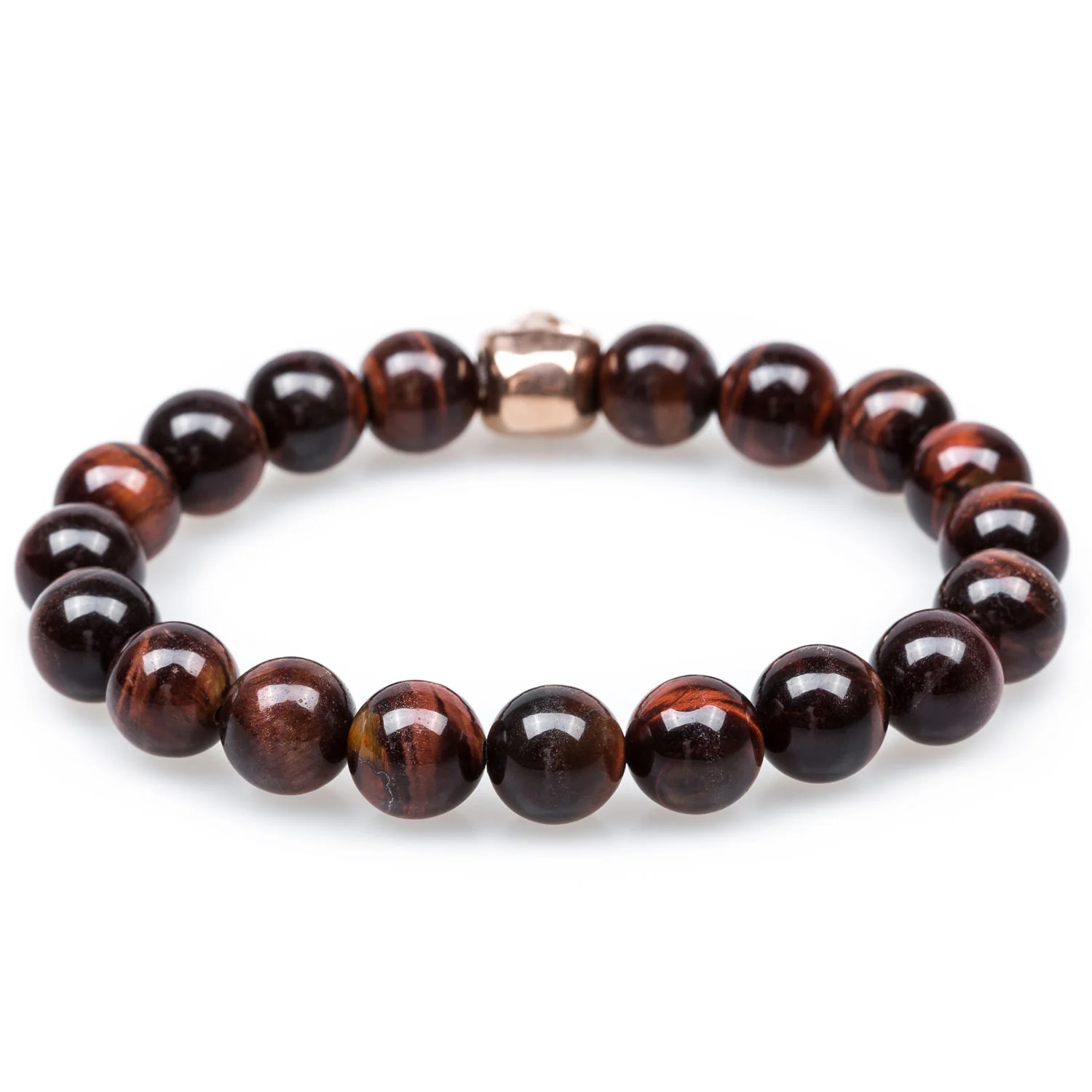 Spartacus Red Tiger Eye Rose Gold Skull Bracelet - Image 2