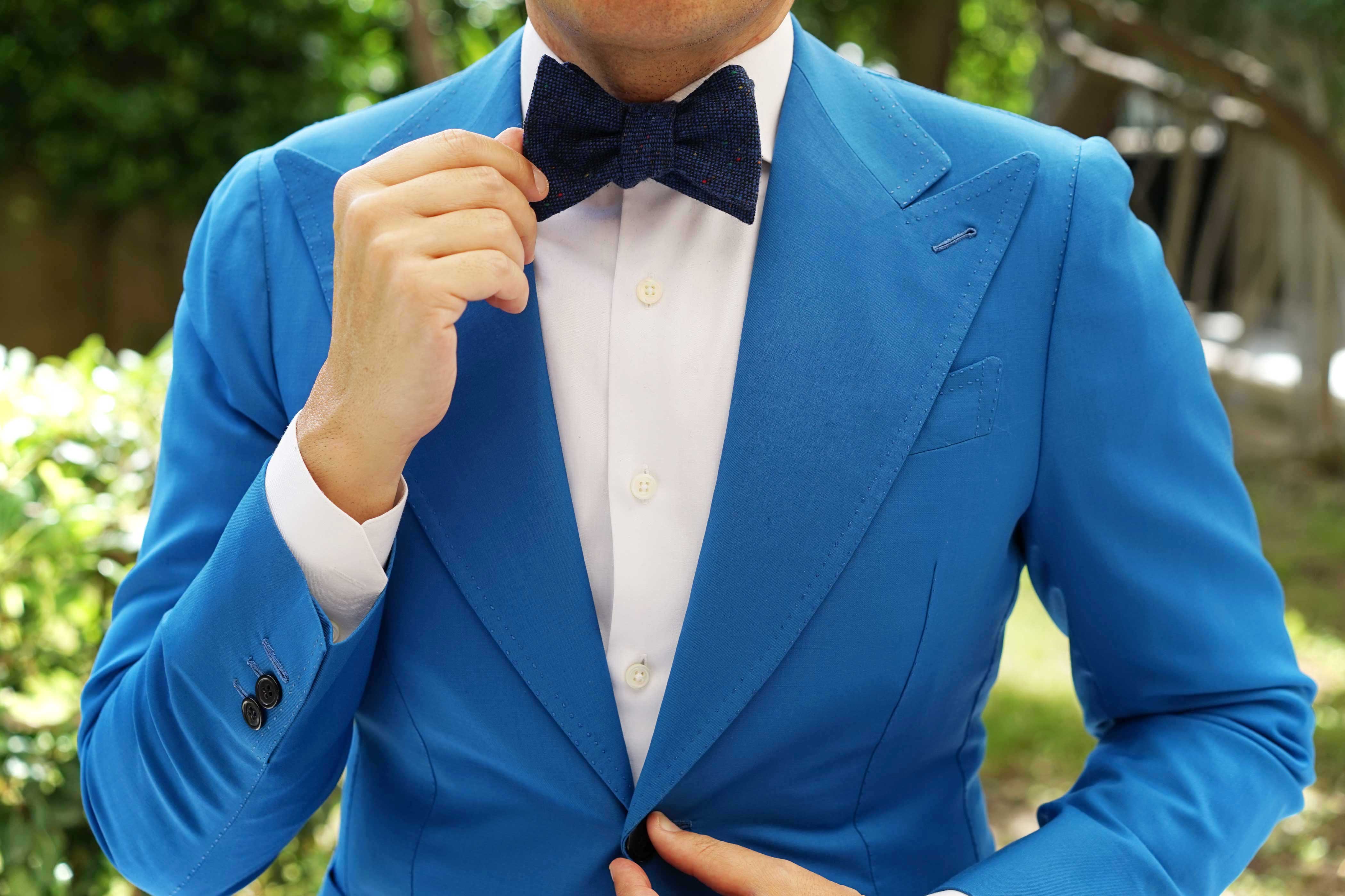 Speckles on Blue Donegal Self Bow Tie - Image 4