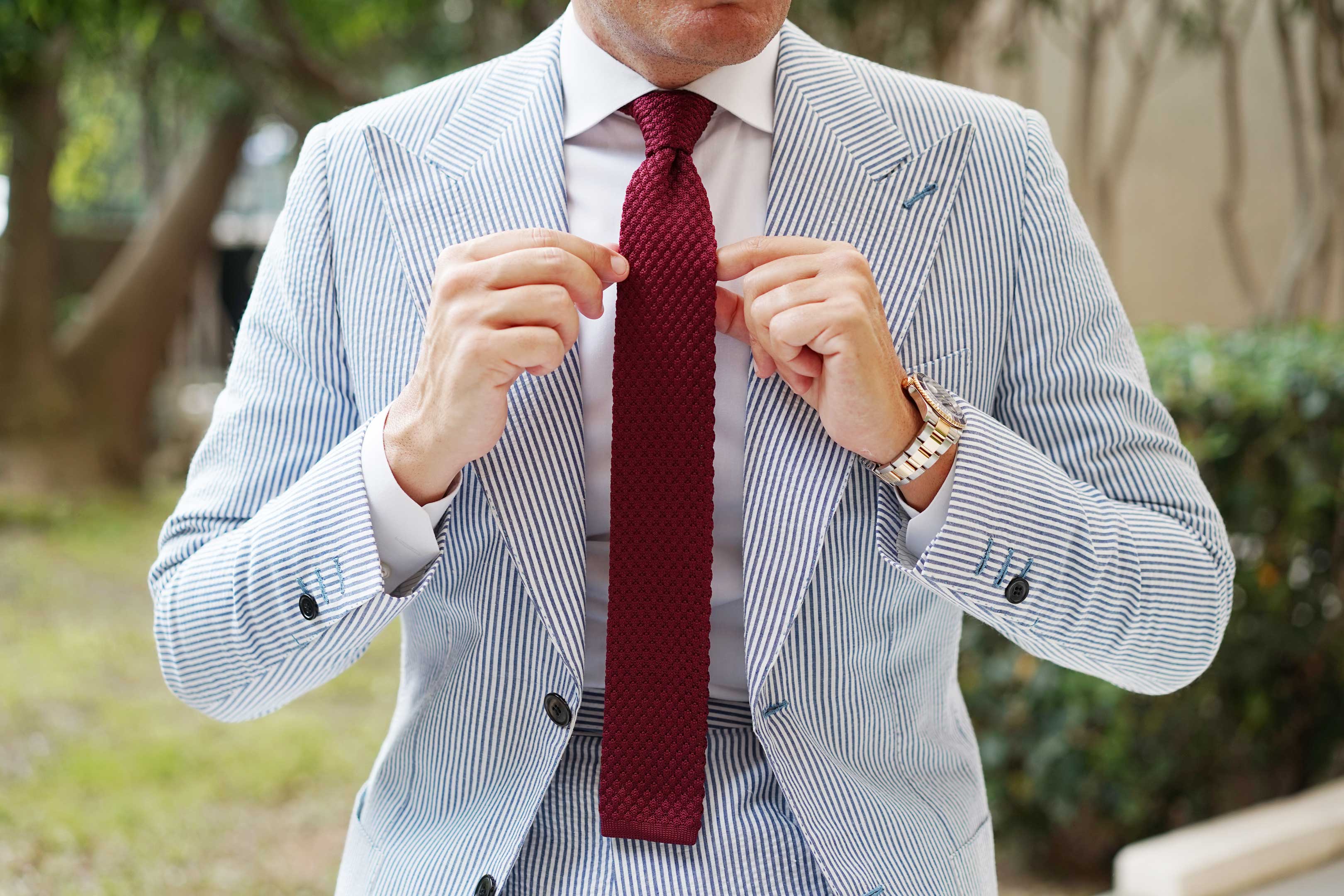 Spiced Burgundy Knitted Tie - Image 3