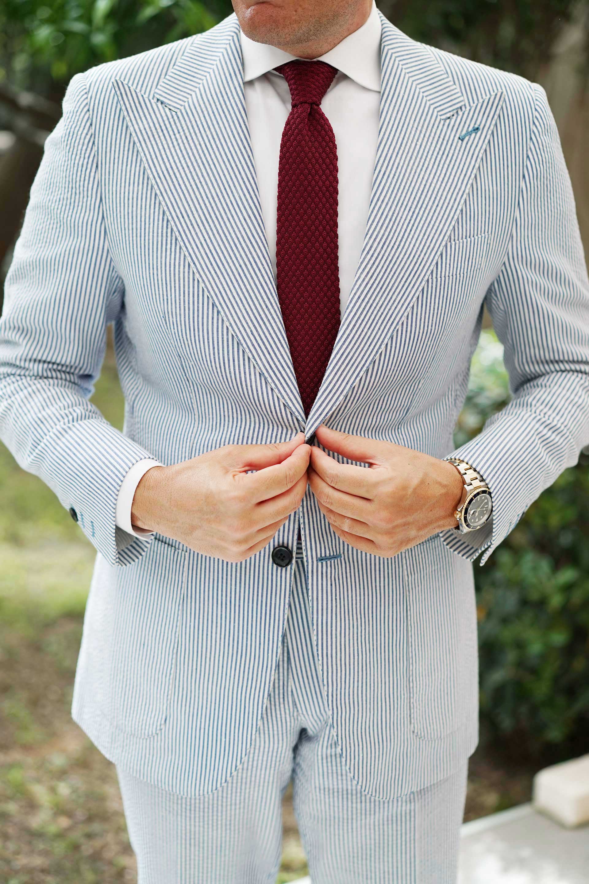 Spiced Burgundy Knitted Tie - Image 5