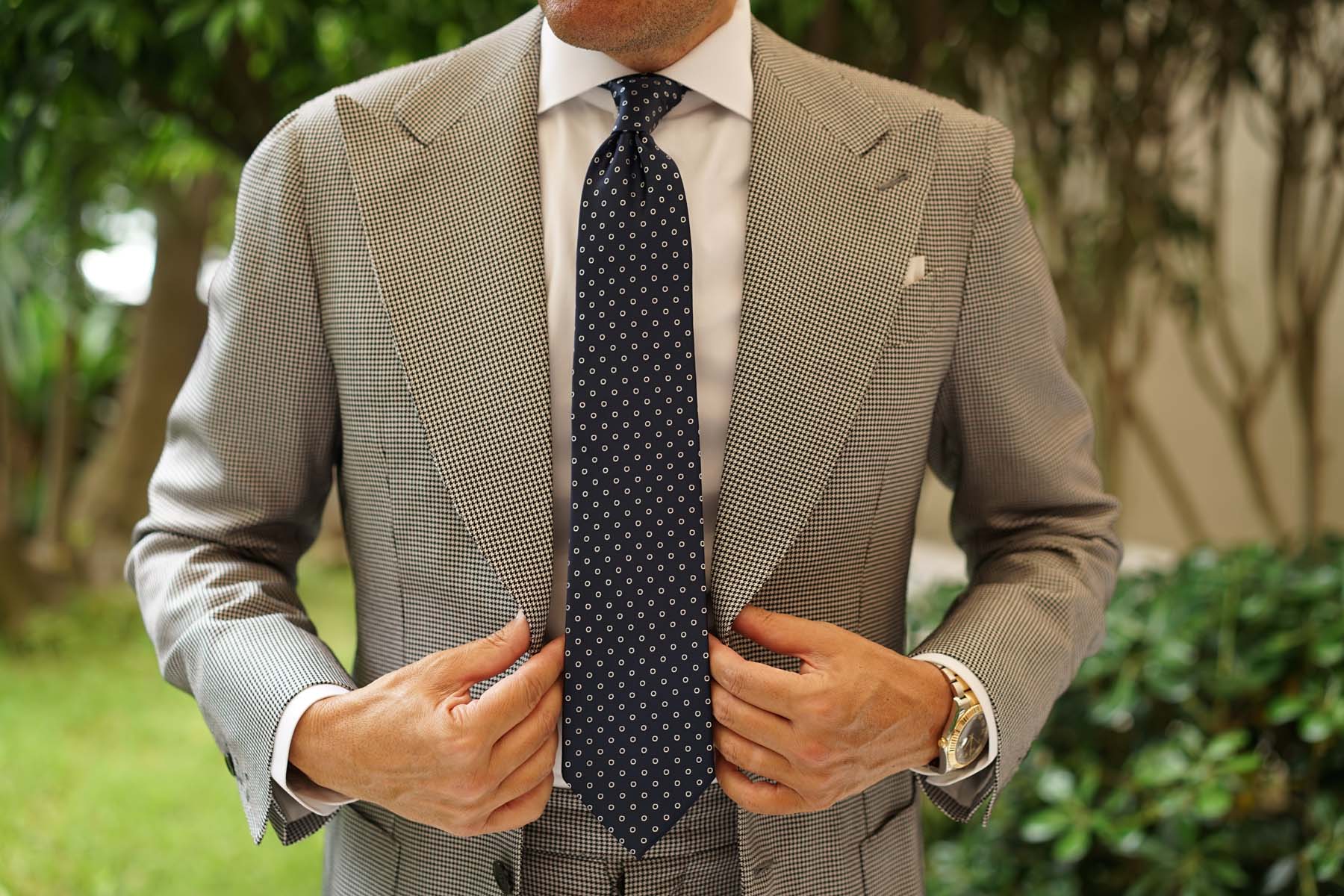 St Barts Navy Polka Dot Necktie - Image 4
